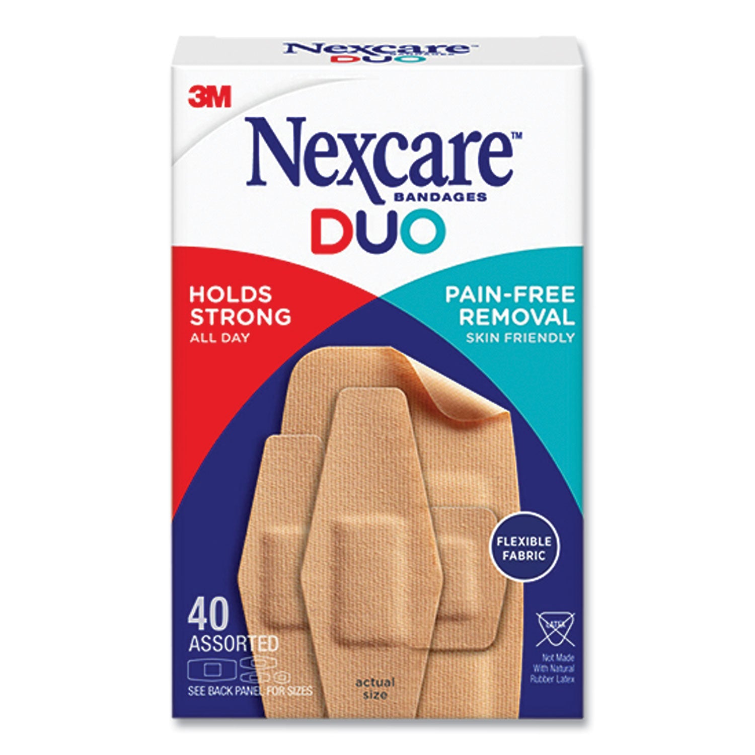 3M Nexcare™ DUO Bandages - Plastic, Assorted Sizes (40 Count Pack) - First Aid for Cuts, Scrapes & Blisters - Perfect for Home, Office & Travel First Aid Kits