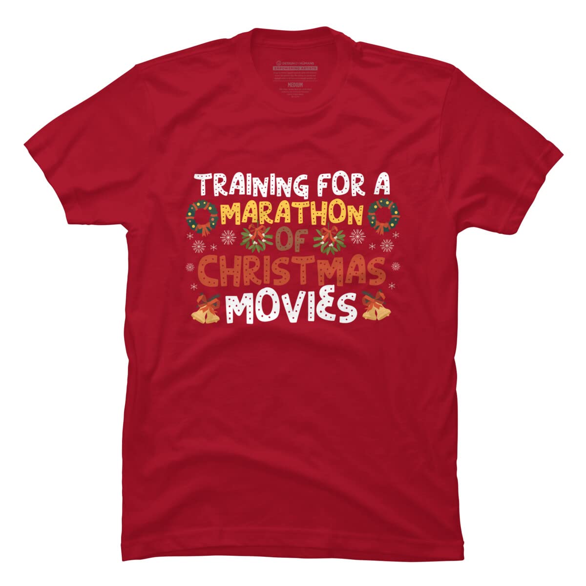 Design By Humans Men's Marathon Christmas Movies Training Graphic T-Shirt - Funny Holiday Tee for Movie Lovers & Christmas Enthusiasts - Perfect for Festive Gatherings, Gift Exchanges & Cozy Movie Nights