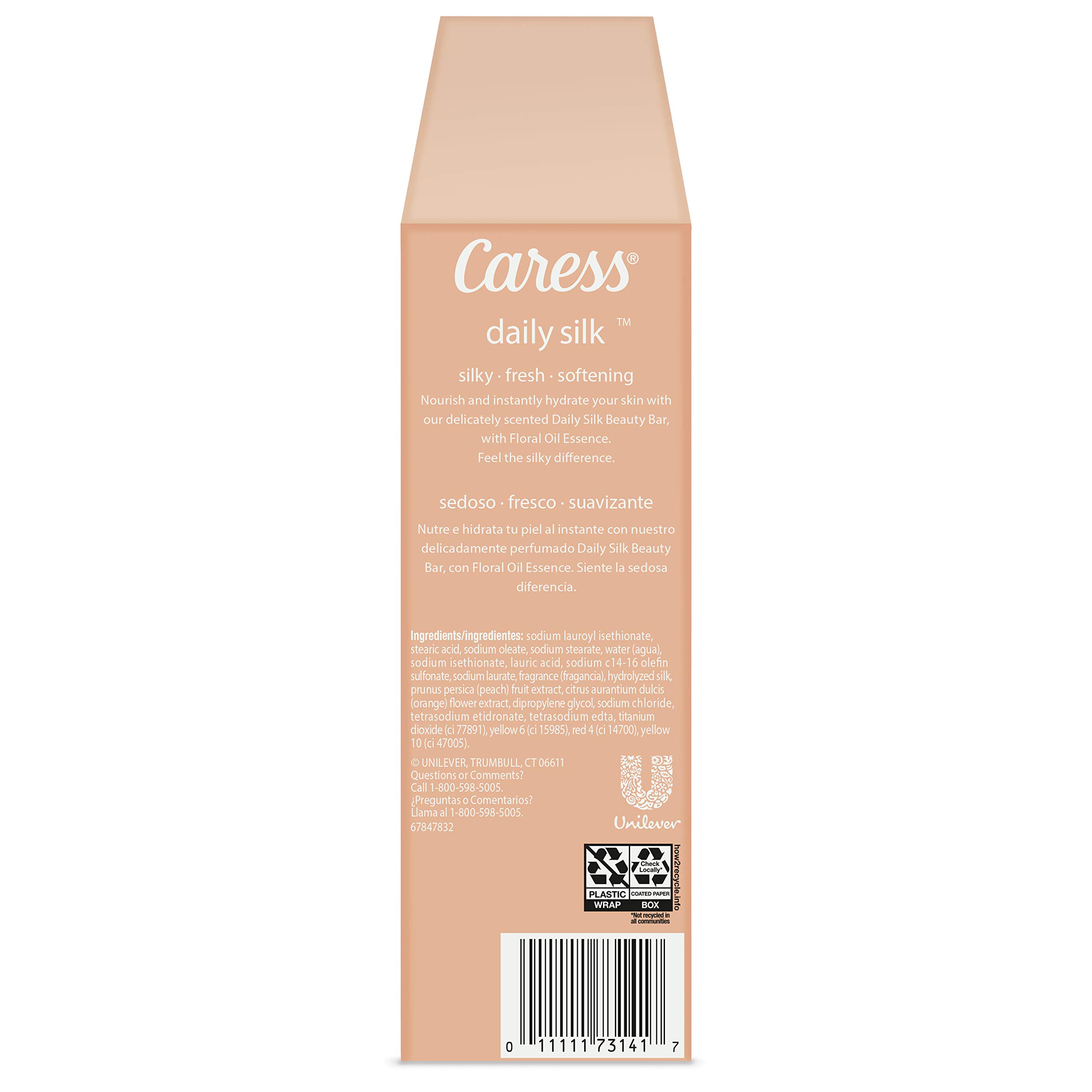 Caress Moisturizing Beauty Bar - Daily Silk Soap (4.25 oz, 8-Pack) | Hydrating & Nourishing for Soft, Smooth Skin | Perfect for Shower & Bath
