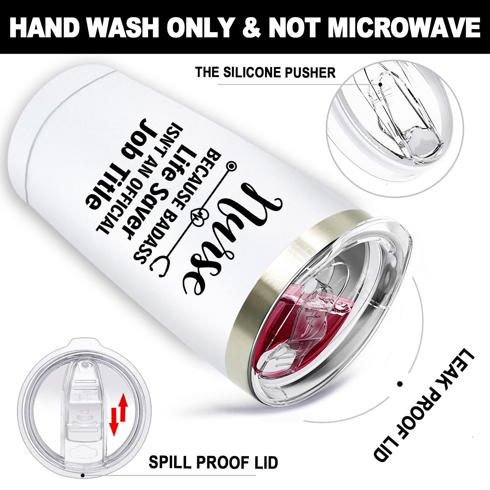Premium Vacuum Insulation Tumbler Cup - Best Nurse Appreciation Gift for Women & Men - Ideal for Nurses Week, Christmas & Birthday - Keeps Drinks Hot/Cold for Hours - Perfect for Hospitals, Shifts & Outdoor Activities