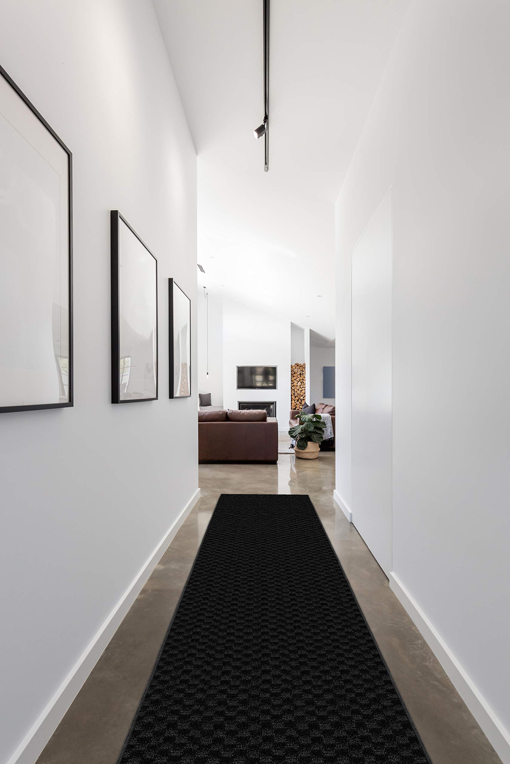 Garland Rug Medallion Area Rug - 2x12 Feet Black Oriental Design - Perfect for Living Room, Bedroom, or Entryway Decor