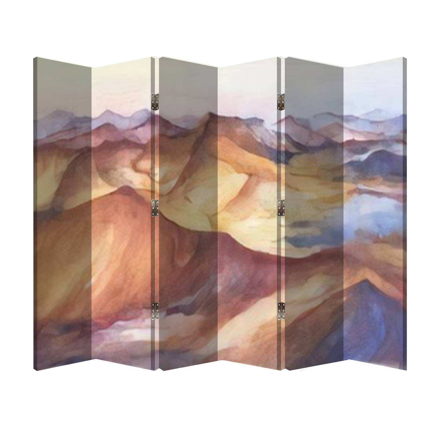 6 Panel Canvas Room Divider - Wooden Folding Privacy Screen with Mountain Sunset Panoramic View | Office Partition & Home Decor | Perfect for Living Rooms, Bedrooms & Workspaces