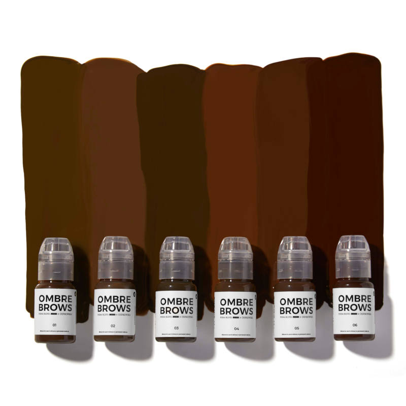 Perma Blend Luxe x Osinkowska Ombre Brows 6 Bottle Set - Professional Eyebrow Tinting Kit for Semi-Permanent Makeup, Salon & Home Use