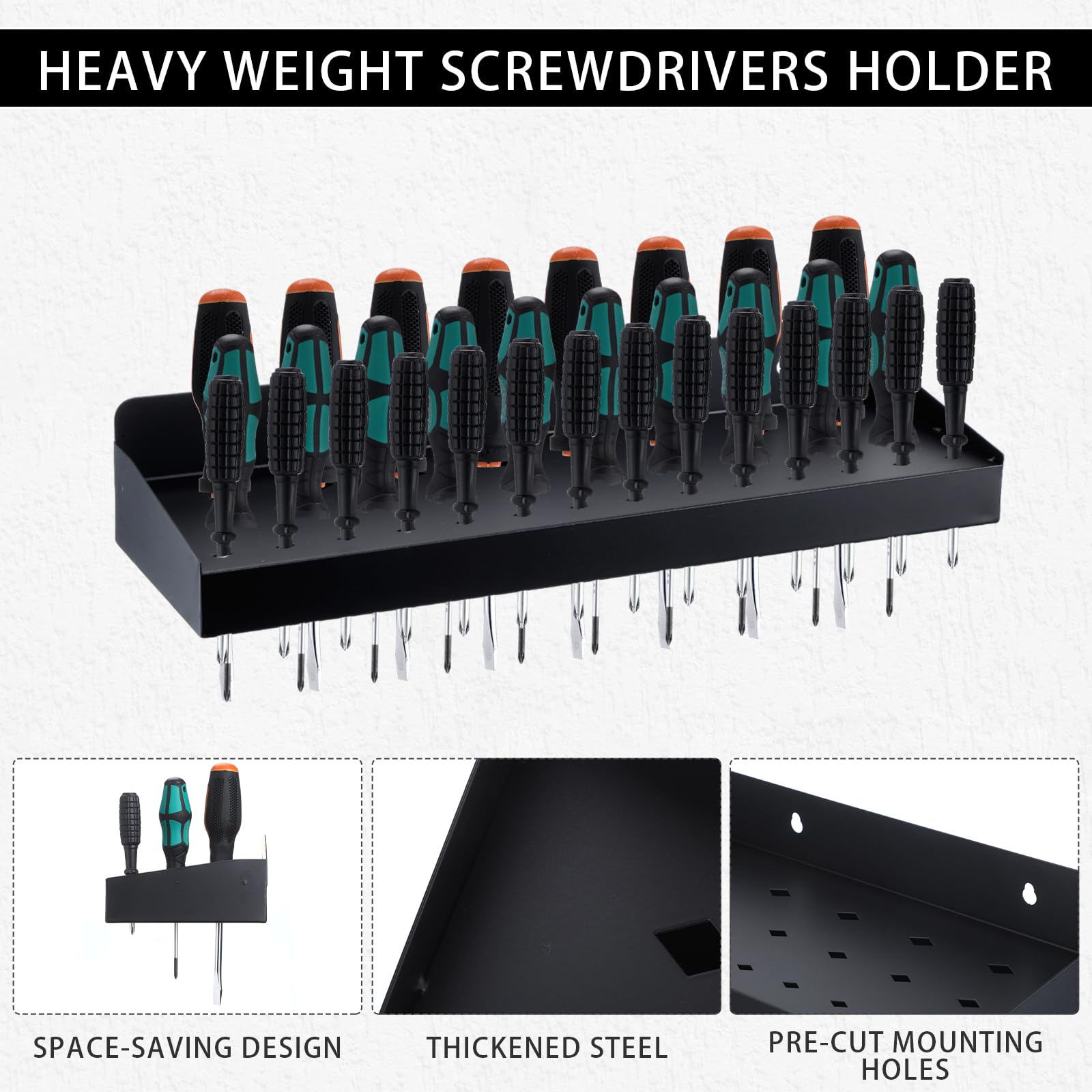 MorningRo Metal Wall Mount Tool Organizer - Screwdriver, Hammer & Plier Storage Rack for Workshop & Home Garage | Durable Tool Holder for DIY Projects & Professional Workspaces
