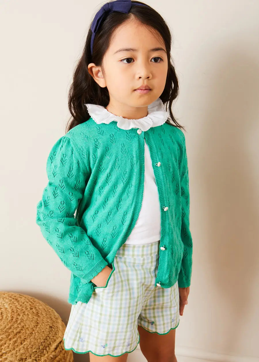 Floral Openwork Cotton Cardigan for Girls (2-10 Years) - Lightweight Summer Cover-Up for School, Beach & Outdoor Activities