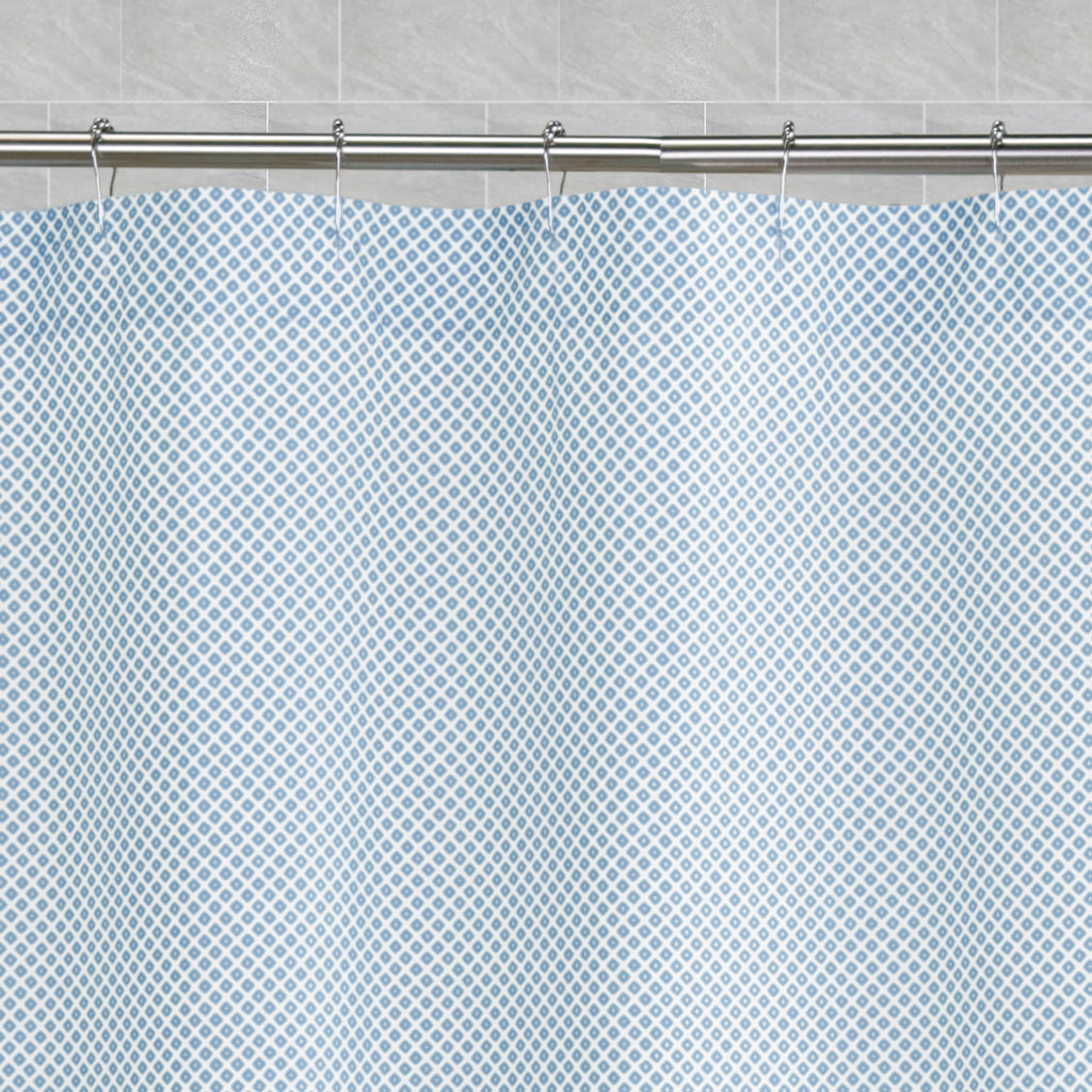 French Blue Diamonds Shower Curtain - Waterproof Bathroom Decor with Crystal Design - Perfect for Modern & Luxury Bathrooms