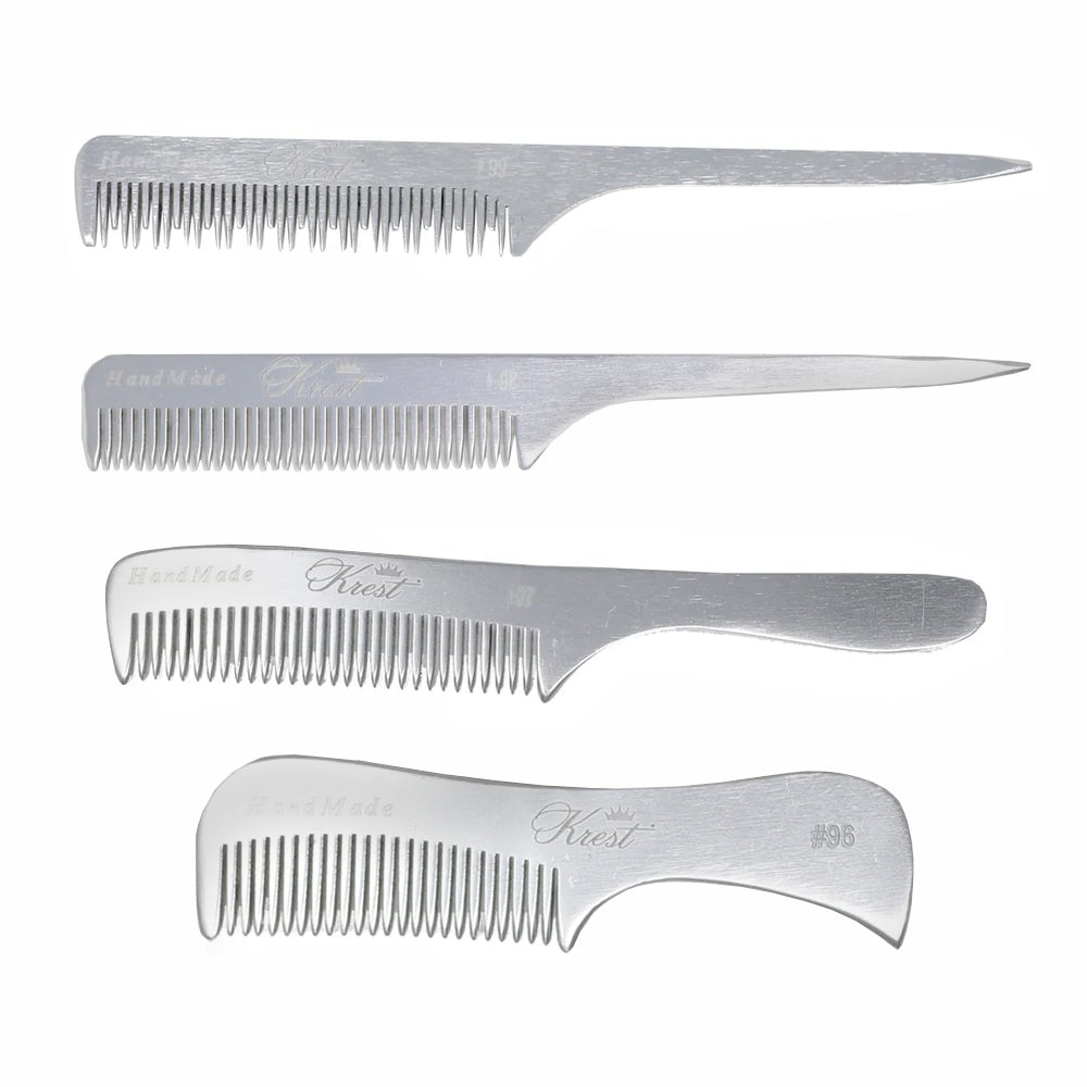 Krest Professional Metal Combs - Premium Aluminum Hair Combs 100% Hand Finished for Men & Women - Perfect for Styling, Barber Shops, and Travel