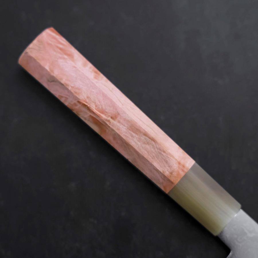 VG-10 Damascus Steel Petty Knife 150mm - Buffalo Light Pink Maple Handle - Perfect for Slicing Fruits, Vegetables & Small Cuts in Home Kitchen