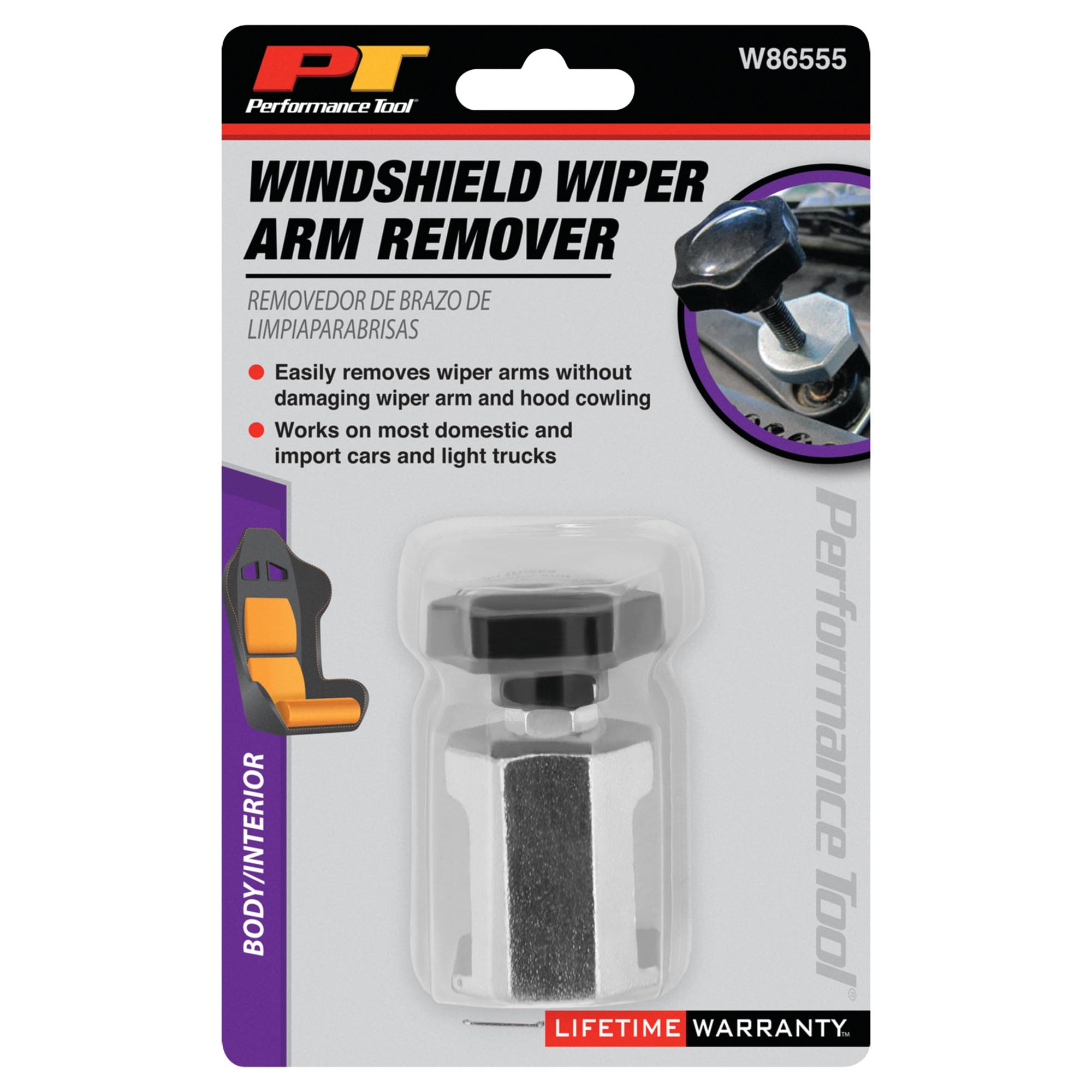 Performance Tool W86555 - Heavy Duty Wiper Arm Puller Tool - Heat Treated Alloy Steel for Easy, Damage-Free Removal on Cars & Light Trucks - Perfect for Windshield Wiper Maintenance & Replacement