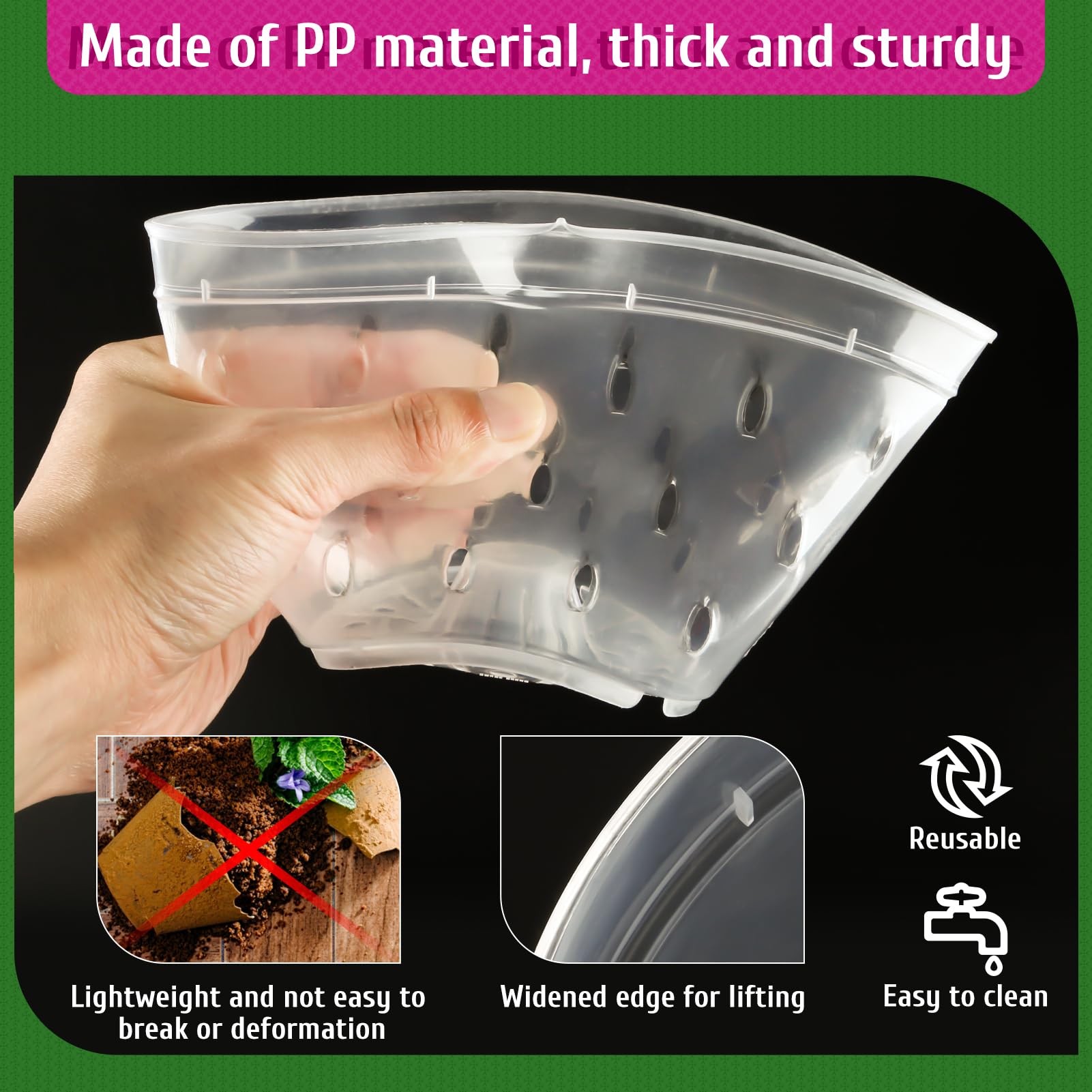 Remiawy 6 Pack Clear Orchid Pots with Holes - 5.5 Inch Breathable Plastic Flower Planters for Indoor/Outdoor Orchid Repotting - Perfect for Phalaenopsis, Dendrobium & Other Airflow-Loving Plants (Home Decor, Garden, Greenhouse Use)