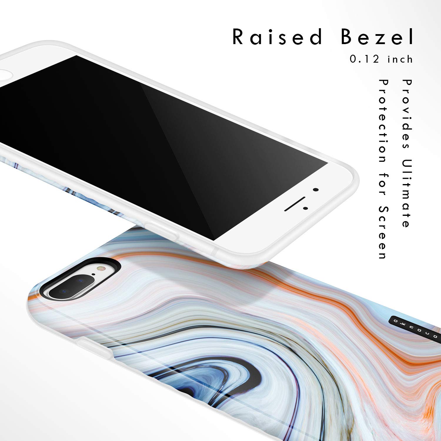 Premium Marble Design iPhone 8 Plus & iPhone 7 Plus Case - Akna GripTight Series Shockproof Silicone Cover with HD Printing | Perfect for Work, Travel & Everyday Protection (Graphic 101985)