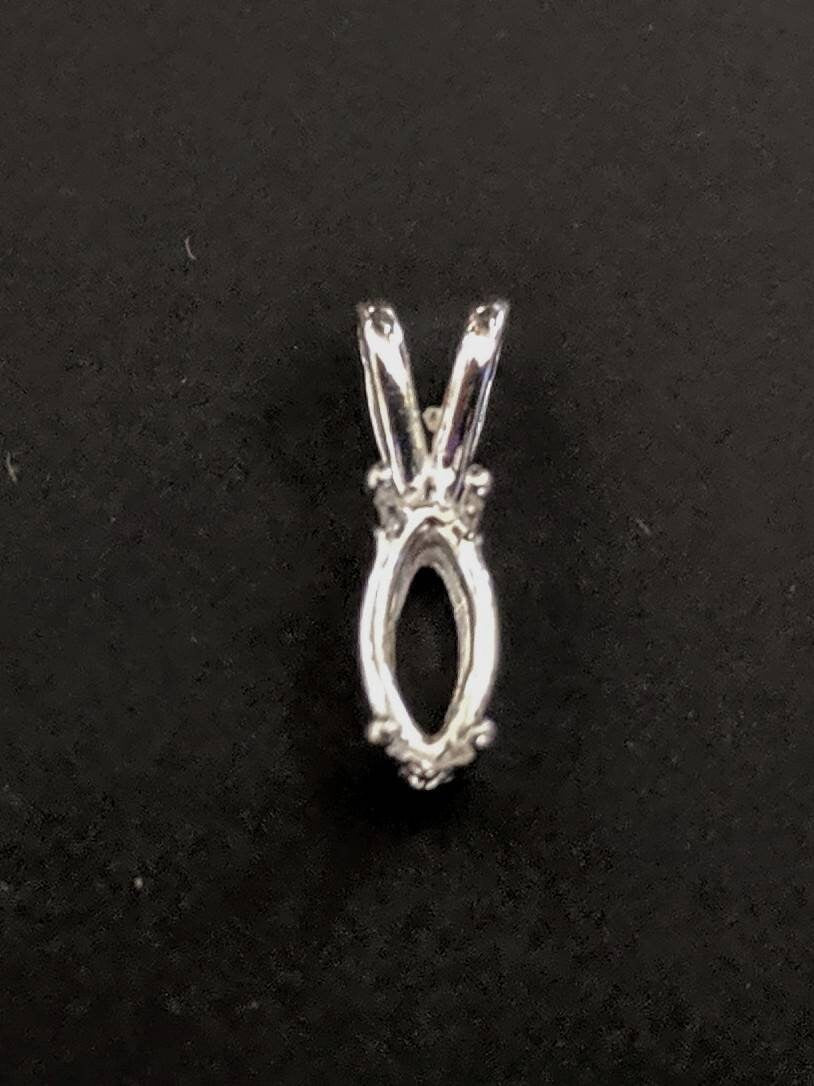 Sterling Silver or 14K White/Yellow Gold Marquise Pendant Setting 8x4mm (20x10mm) - Handmade in USA - Perfect for Necklace Jewelry Making & Custom Engagement Rings