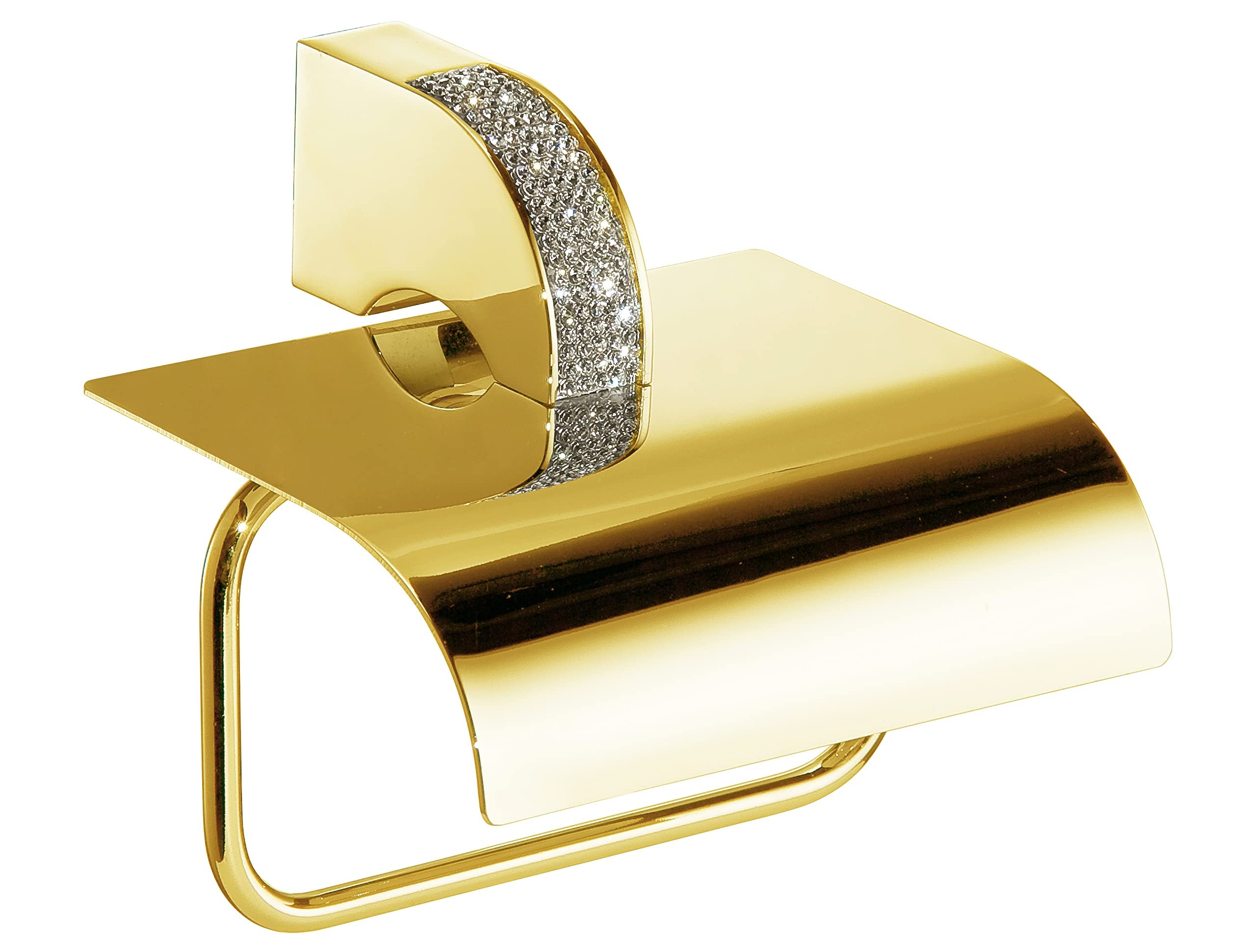 Luxury Gold Toilet Paper Holder with Swarovski Crystals - Elegant Bathroom Accessory for Modern Home Decor | Perfect for Guest Bathrooms, Master Suites & Spa-Style Retreats