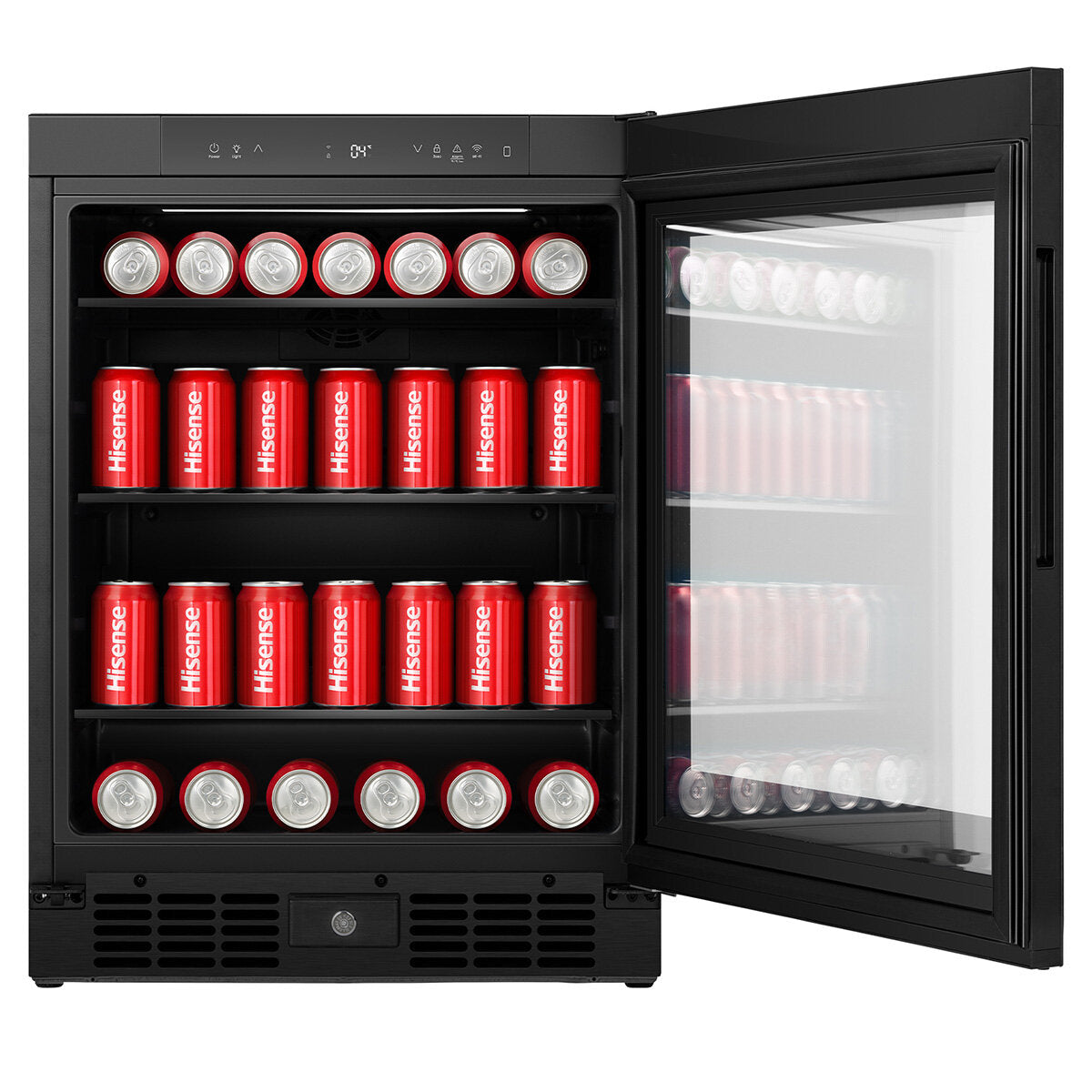 Hisense 140 Can Beverage Cooler HRBC137 - Energy Efficient Mini Fridge for Soda, Beer & Wine - Perfect for Home Bar, Office, or Man Cave (Black)