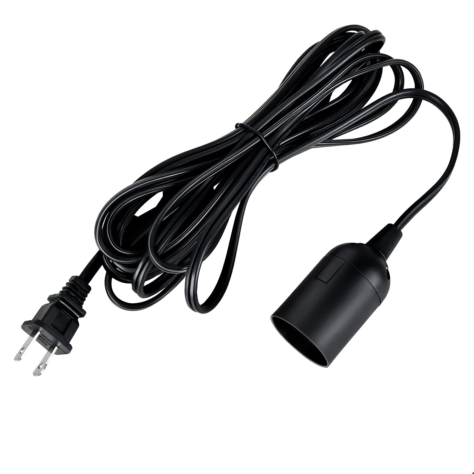 Simple Deluxe 360W 20ft Black Hanging Pendant Light Cord with E26 Socket - No Bulb Included | Perfect for Kitchen Island, Dining Room, and Bedroom Lighting