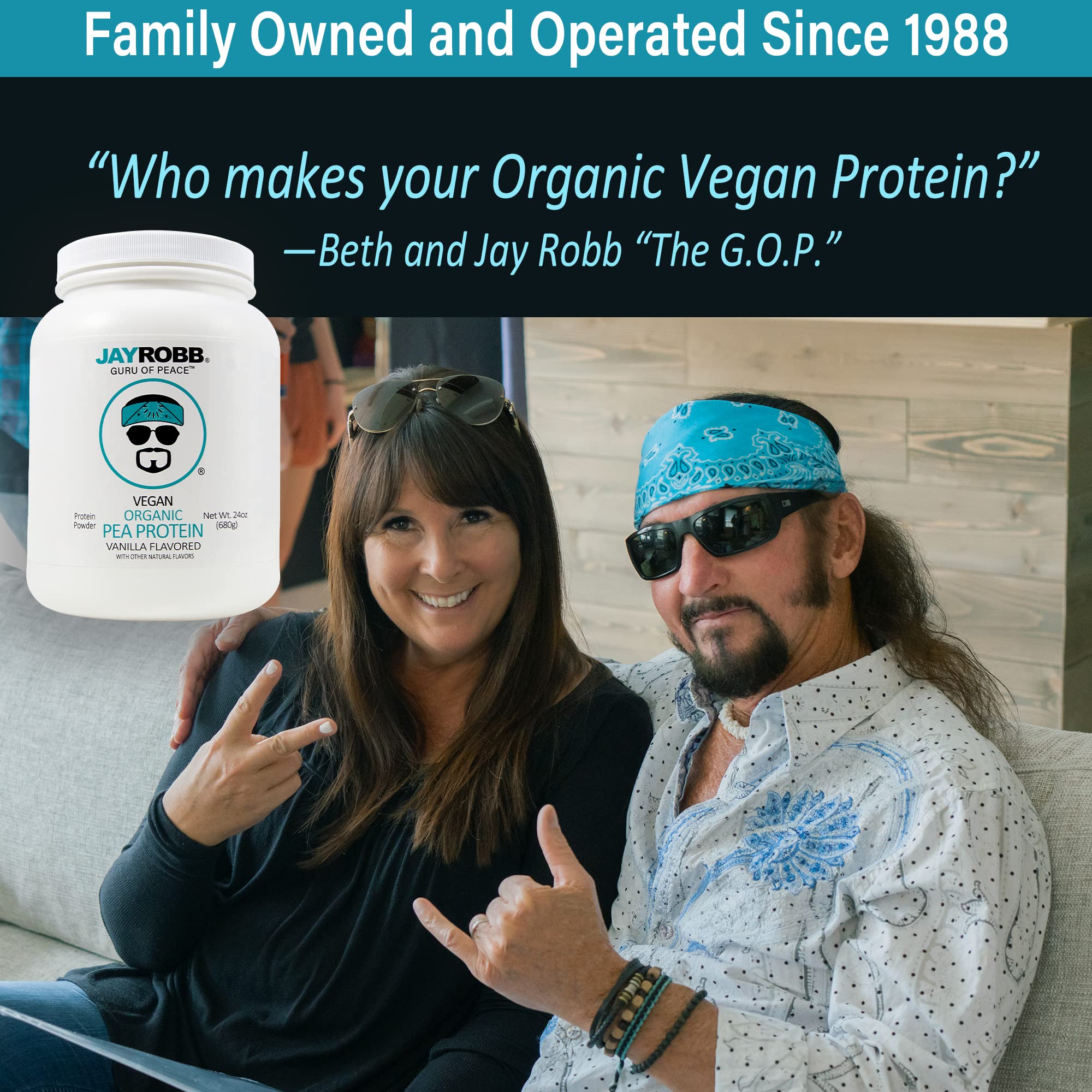 Jay Robb Organic Vegan Vanilla Pea Protein Powder - Plant-Based Protein Supplement for Muscle Recovery & Weight Loss | Perfect for Smoothies, Baking & Post-Workout Shakes