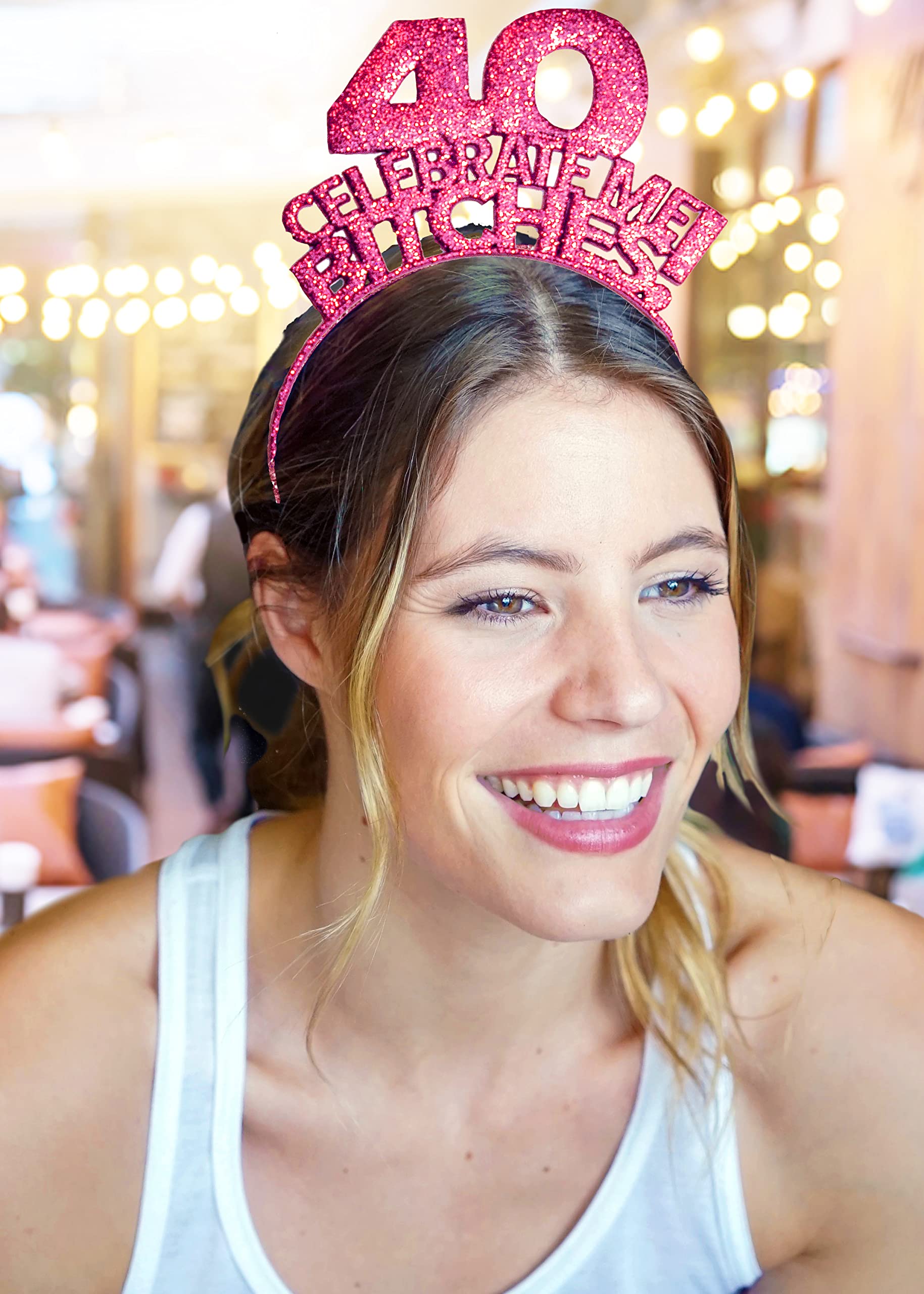 40th Birthday Rhinestone Sash & Tiara Headband - Sparkling 40 & Fabulous Hair Accessories for Women, Birthday Party Decorations & Supplies - Perfect for Milestone Celebrations, Bachelorette Parties & Special Occasions