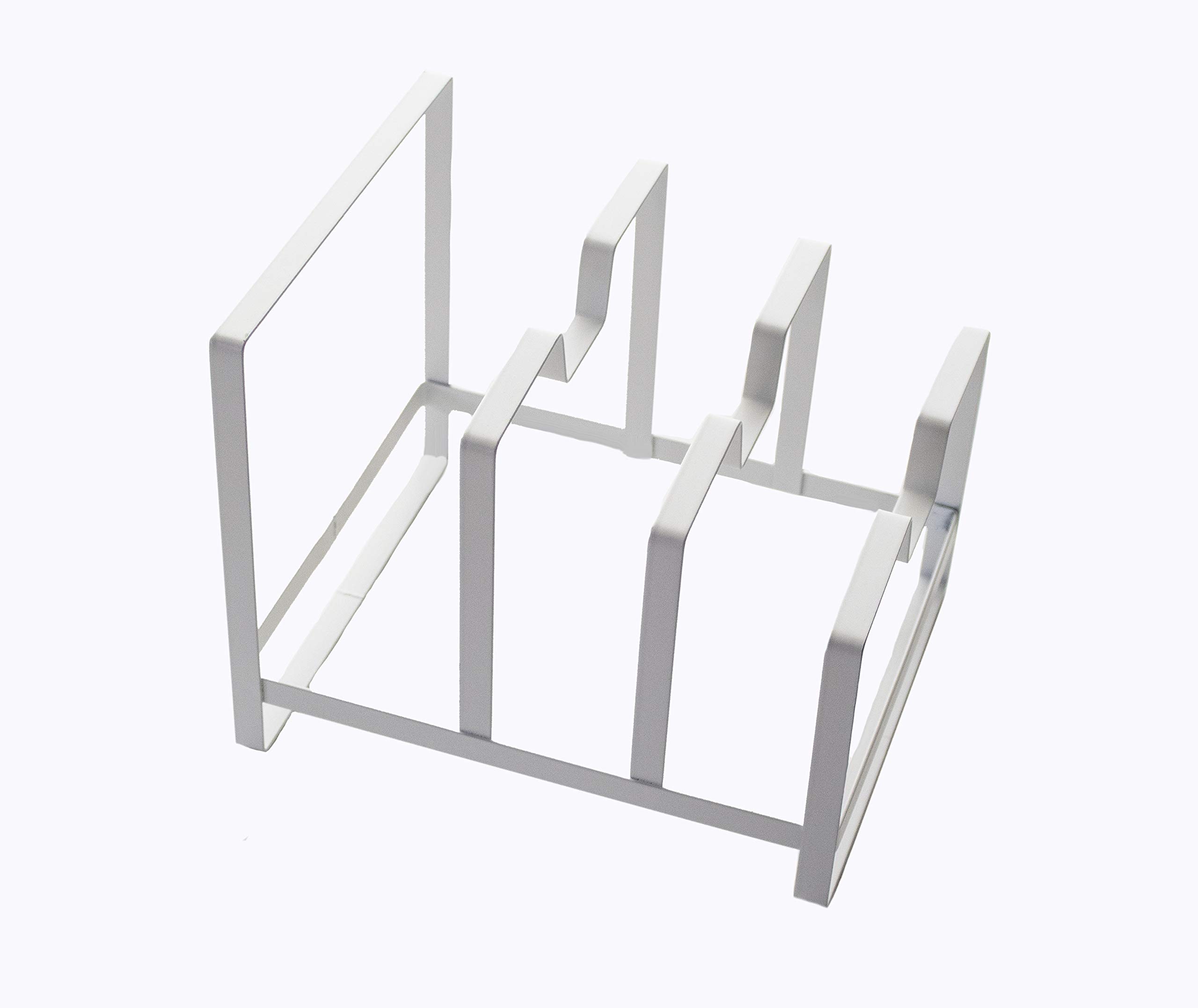 Premium Kitchen Pot and Pan Organizer - Space Saving White Storage Rack for Cookware | Perfect for Small Kitchens, Cabinet & Pantry Organization