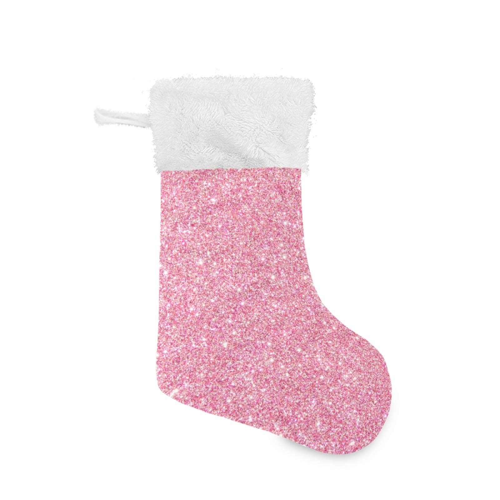 Personalized Large 18 Inch Pink Glitter Christmas Stockings with Snowflake Design - Cute Holiday Decor for Xmas Tree, Fireplace Mantel & Family Party Gifts