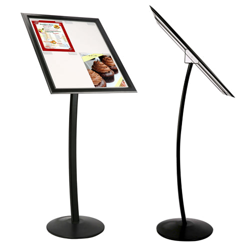 Curved Menu Sign Holder with Tilted Snap Frame - Holds 8.5