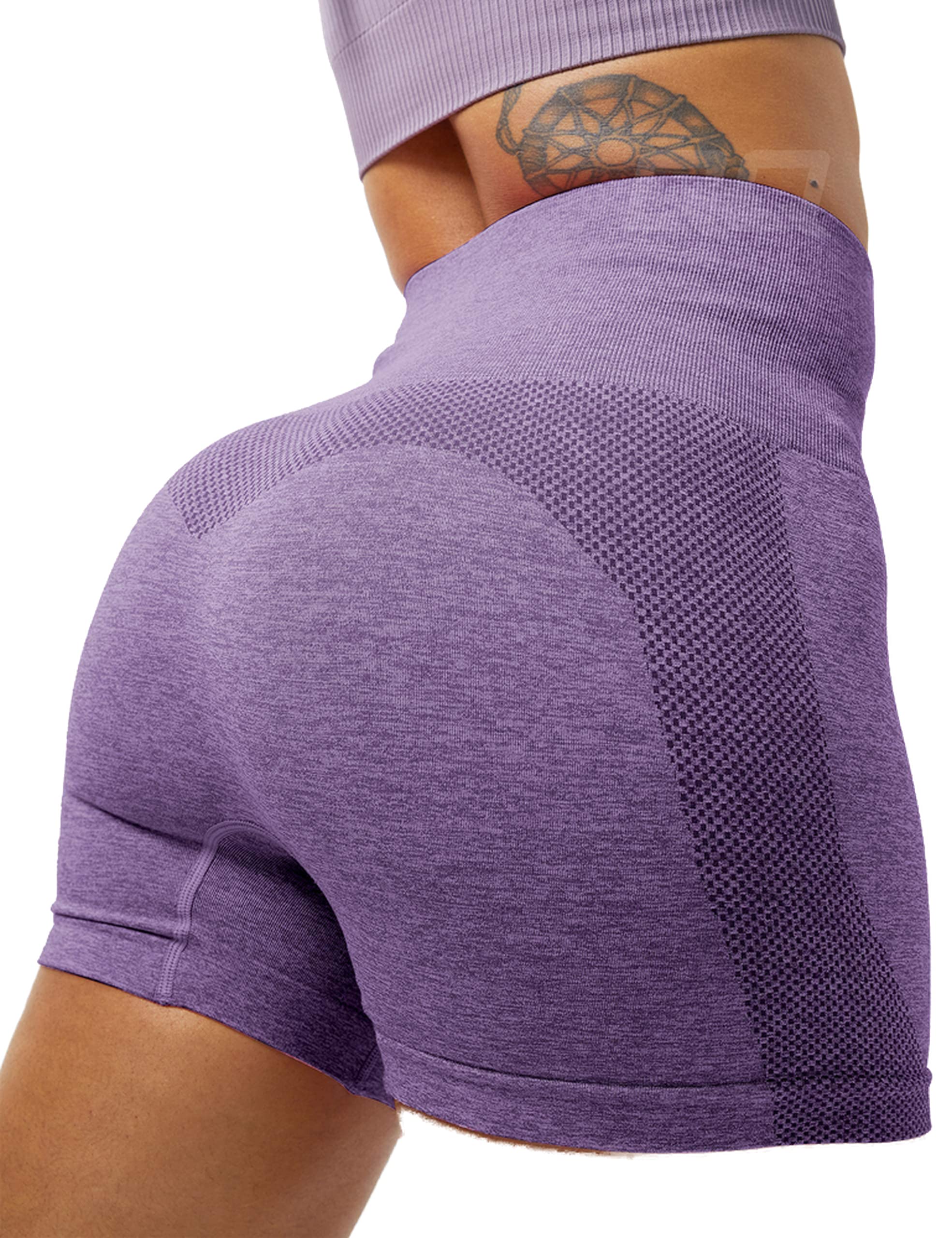Women's High Waist Seamless Yoga Shorts - Tummy Control Compression Workout Shorts for Running, Gym & Lounge - Breathable Elastic Activewear Hot Pants