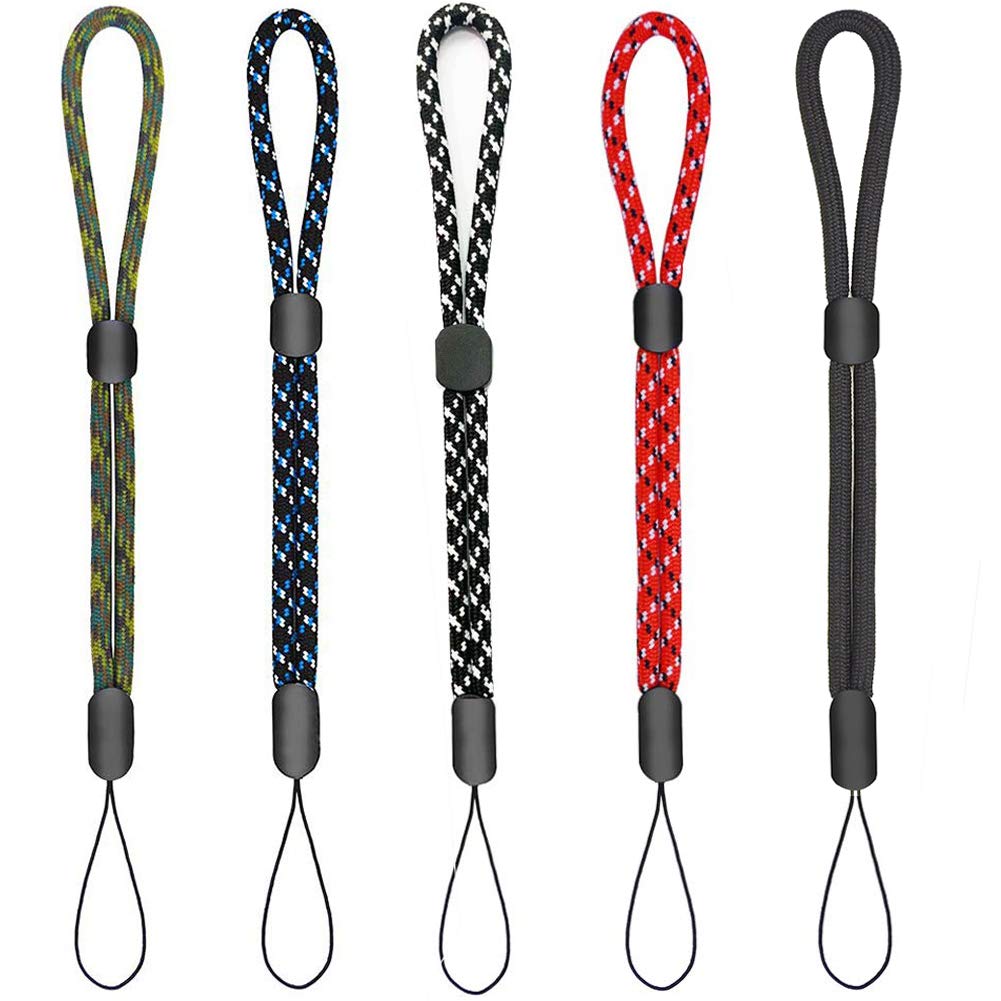 YOUOWO 5 Pack Adjustable Wrist Lanyards - Multi-Purpose Keychain for Keys, Car, Flashlight, Phone & Pen (Black, Red, Blue, Green, White&Black) - Perfect for Work, School, Travel and Outdoor Activities