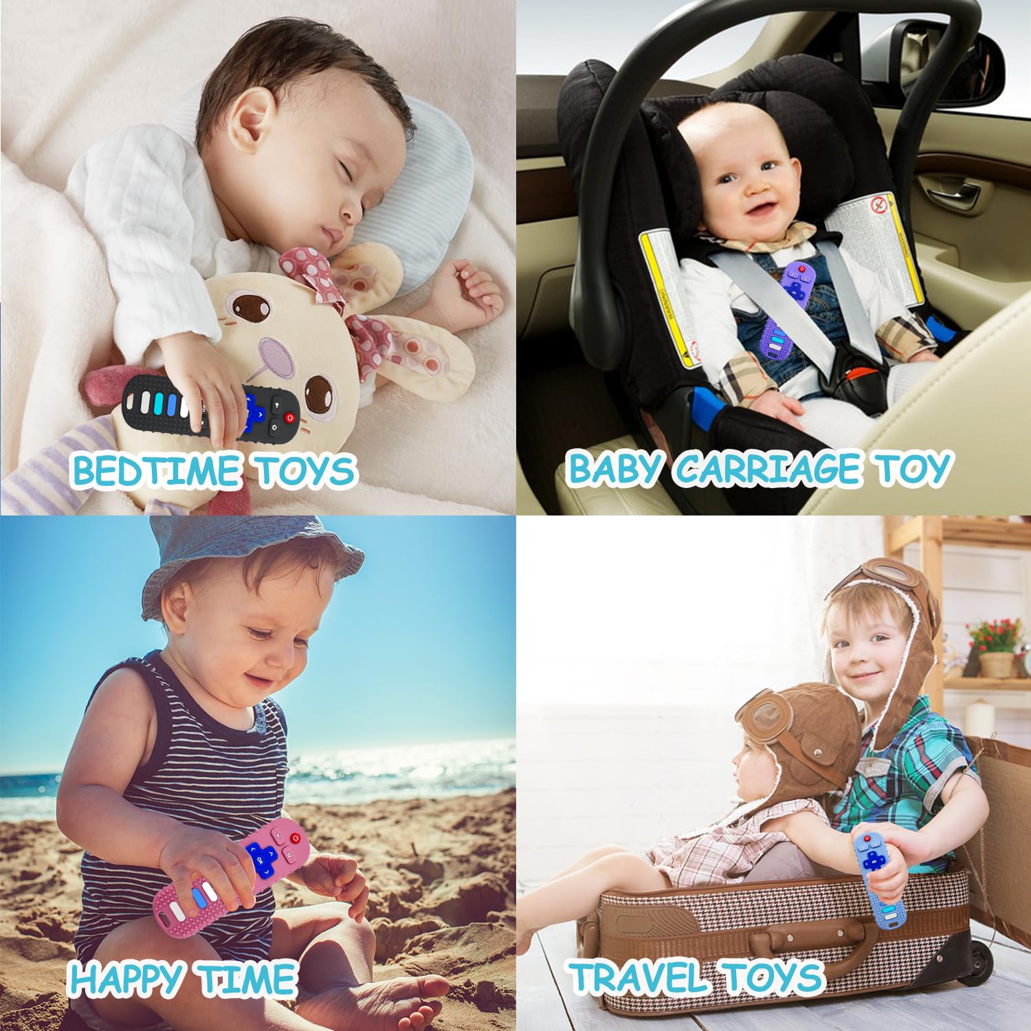 YAPROMO Baby Teething Toys - 2 Pack TV Remote Shaped Teethers, Food Grade Silicone Chew Toy for Infants & Toddlers | Perfect for Soothing Sore Gums at Home or On-the-Go