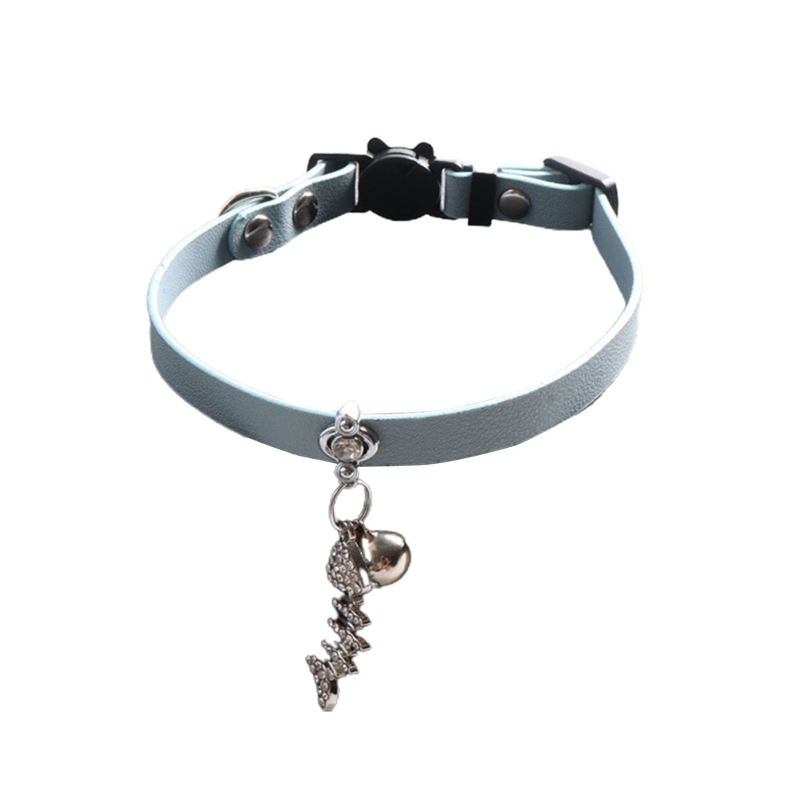 US Pet Collar with Fish Bone Pendant & Bell - Durable Cat Necklace for Playtime