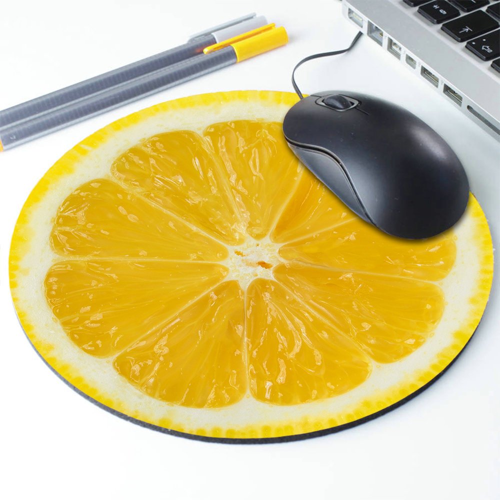 Lemon Slice Mouse Pad - Tropical Fruit Design, Vegan & Eco-Friendly, Funny Food-Themed Mousepad for Office, Gaming, and Home Workspace Use