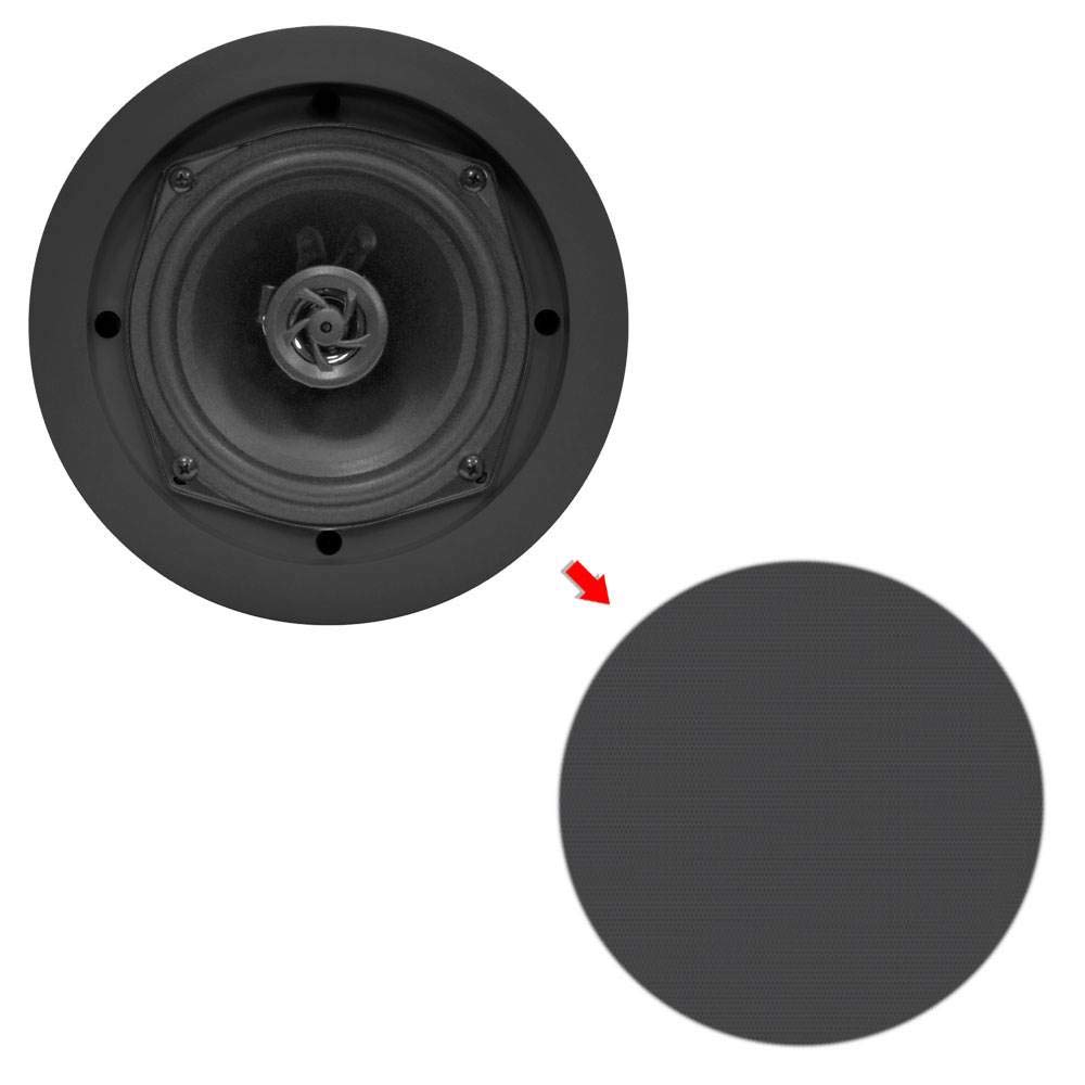 Pyle PDIC51RDBK 5.25 Inch 150 Watt Black In-Ceiling Flush Mount Speakers - Set of 8 - High Performance Audio for Home Theater, Background Music & Commercial Spaces