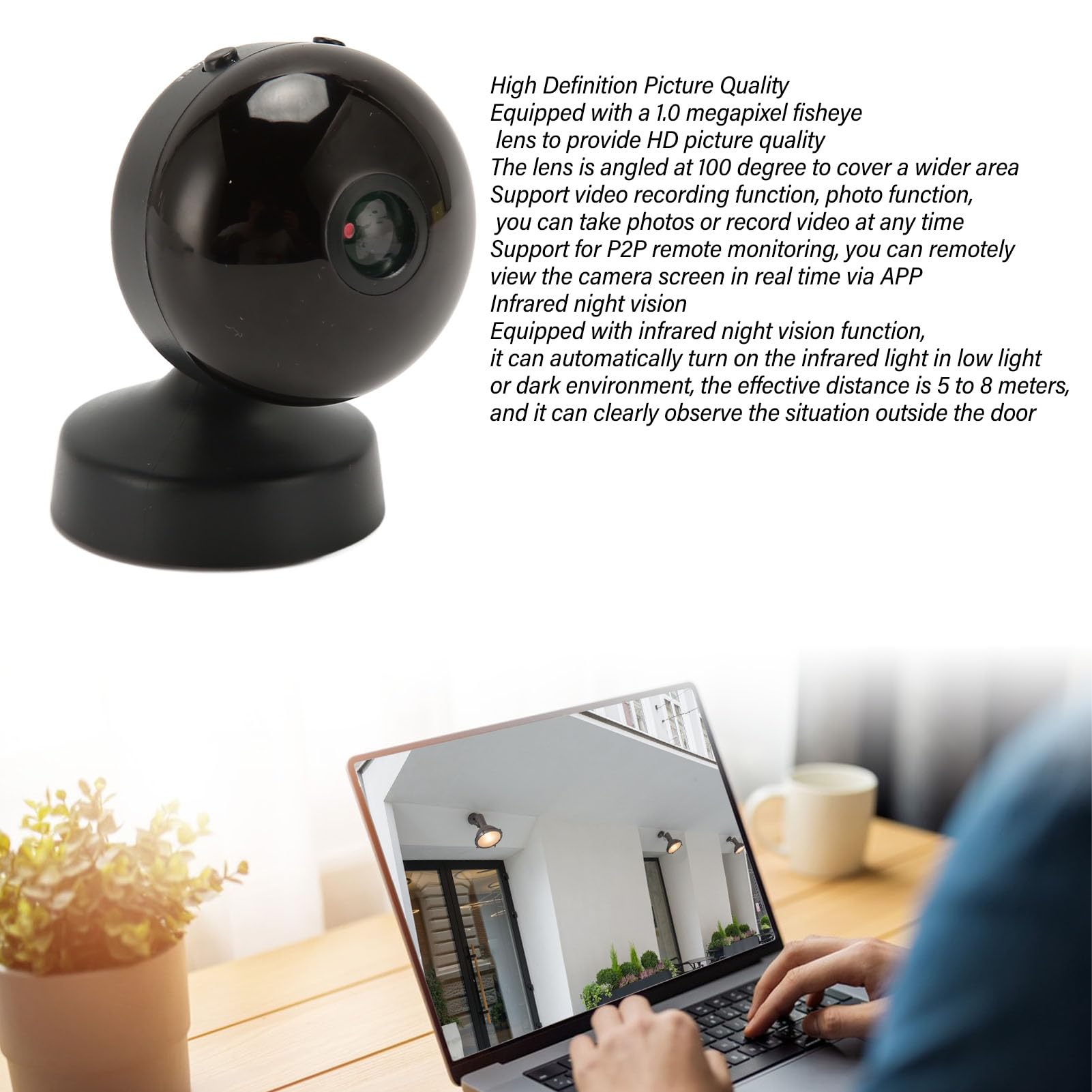Wireless WiFi Security Camera with Night Vision & Motion Detection - Indoor Home Surveillance Camera for Baby, Elderly & Pet Monitoring - Perfect for Nursery, Living Room & Backyard Security