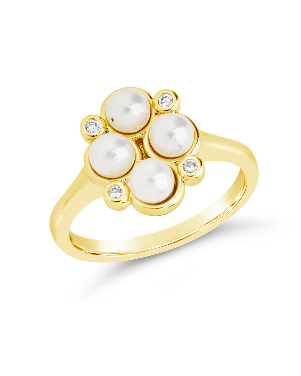 Cosetta CZ & Pearl Cluster Ring for Women - Elegant Cubic Zirconia & Pearl Fashion Jewelry - Perfect for Weddings, Parties & Special Occasions