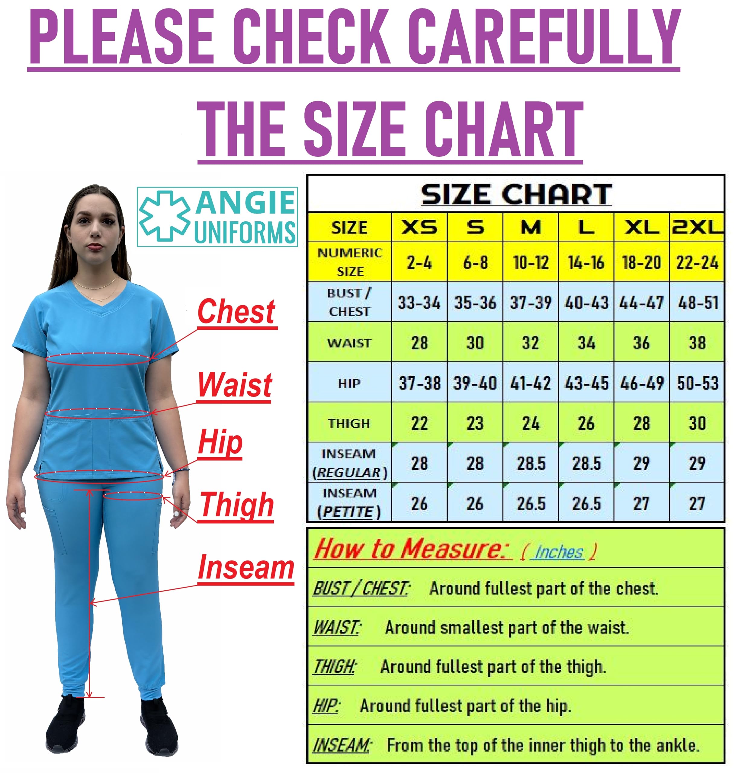 ANGIE UNIFORMS YOGAFLEX Women's Tuck-In Jogger Scrubs Set - Regular & Petite Sizes | 1 Pocket Top with Tapered Leg Joggers | Comfortable Workout & Medical Uniform for Yoga, Nursing & Healthcare Professionals