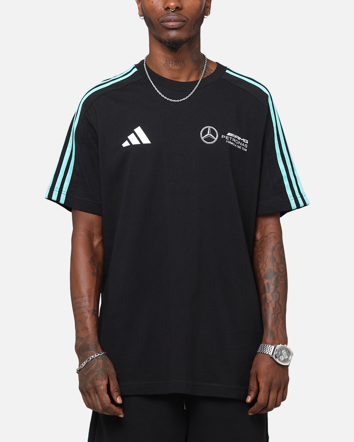 Adidas x Mercedes AMG Petronas Formula One F1 DNA T-Shirt - Black & White - Men's Sports Tee for Racing Fans & Casual Wear