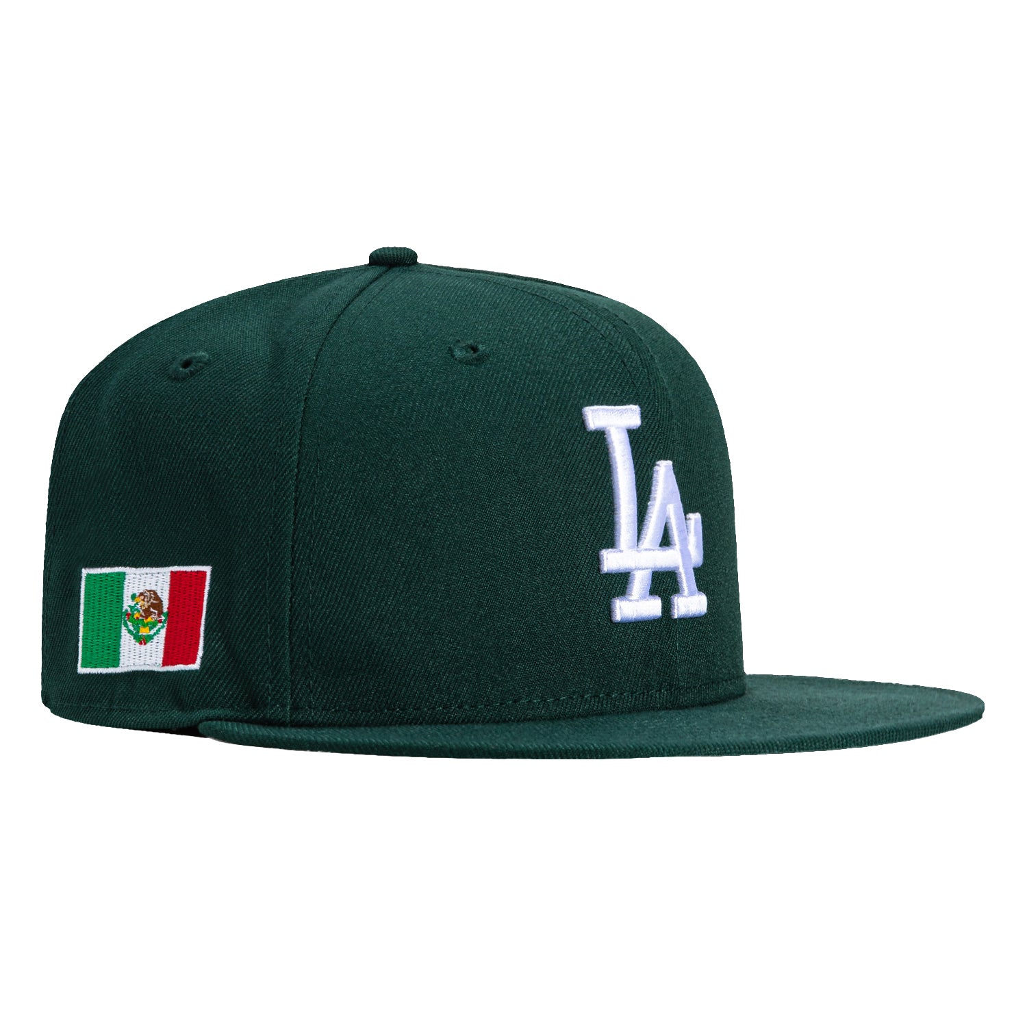 New Era 59Fifty Los Angeles Dodgers Mexico Flag Patch Snapback Hat - Green & White Baseball Cap for Men & Women - Perfect for Games, Sports Events & Streetwear Fashion