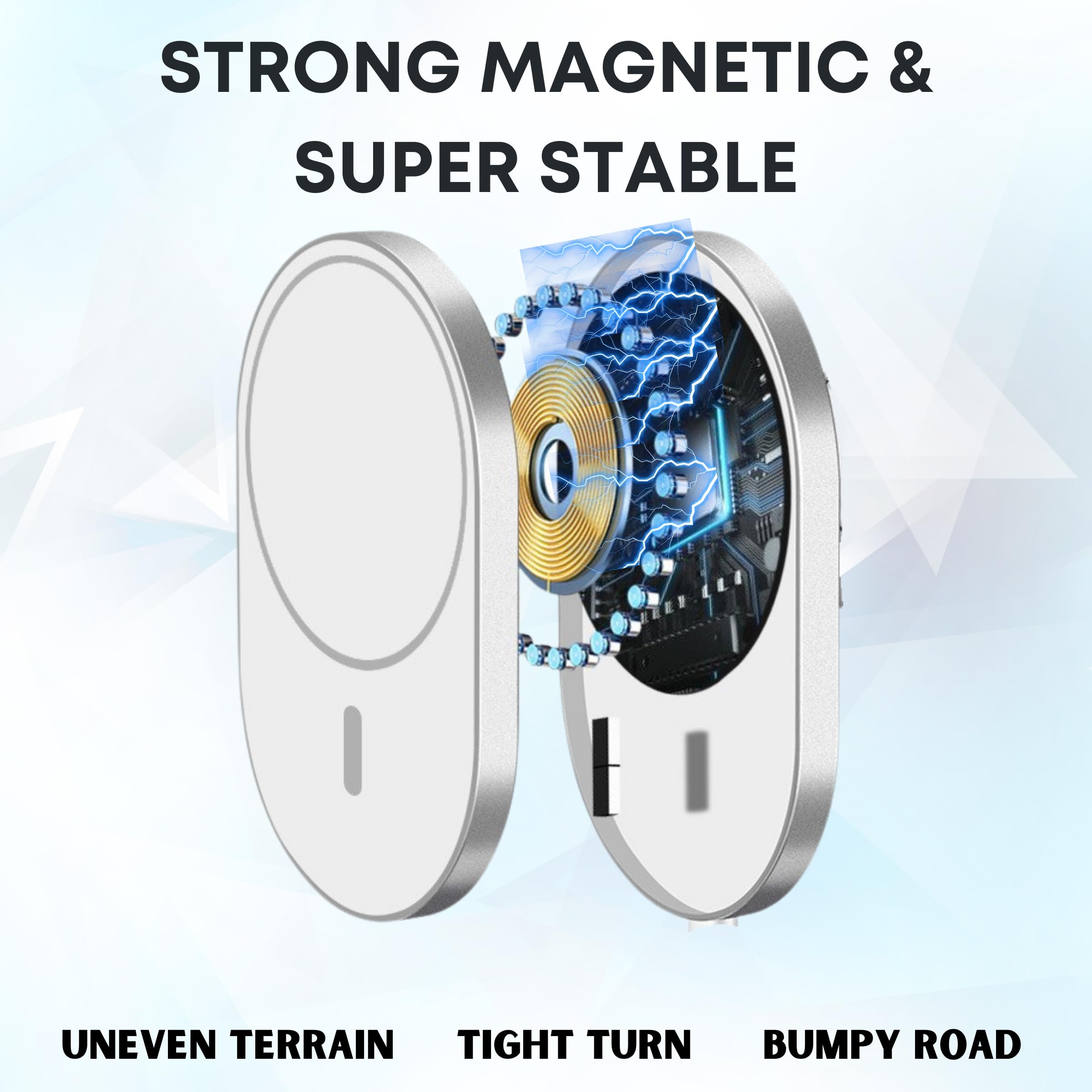 MagSafe Car Cup Holder Mount - 15W Fast Charging for iPhone 12/13/14/15 | Adjustable Extendable Arm with 360° Rotation | Compatible with MagSafe Cases | Perfect for Drivers & Passengers - Use While Commuting, Road Trips & Daily Driving