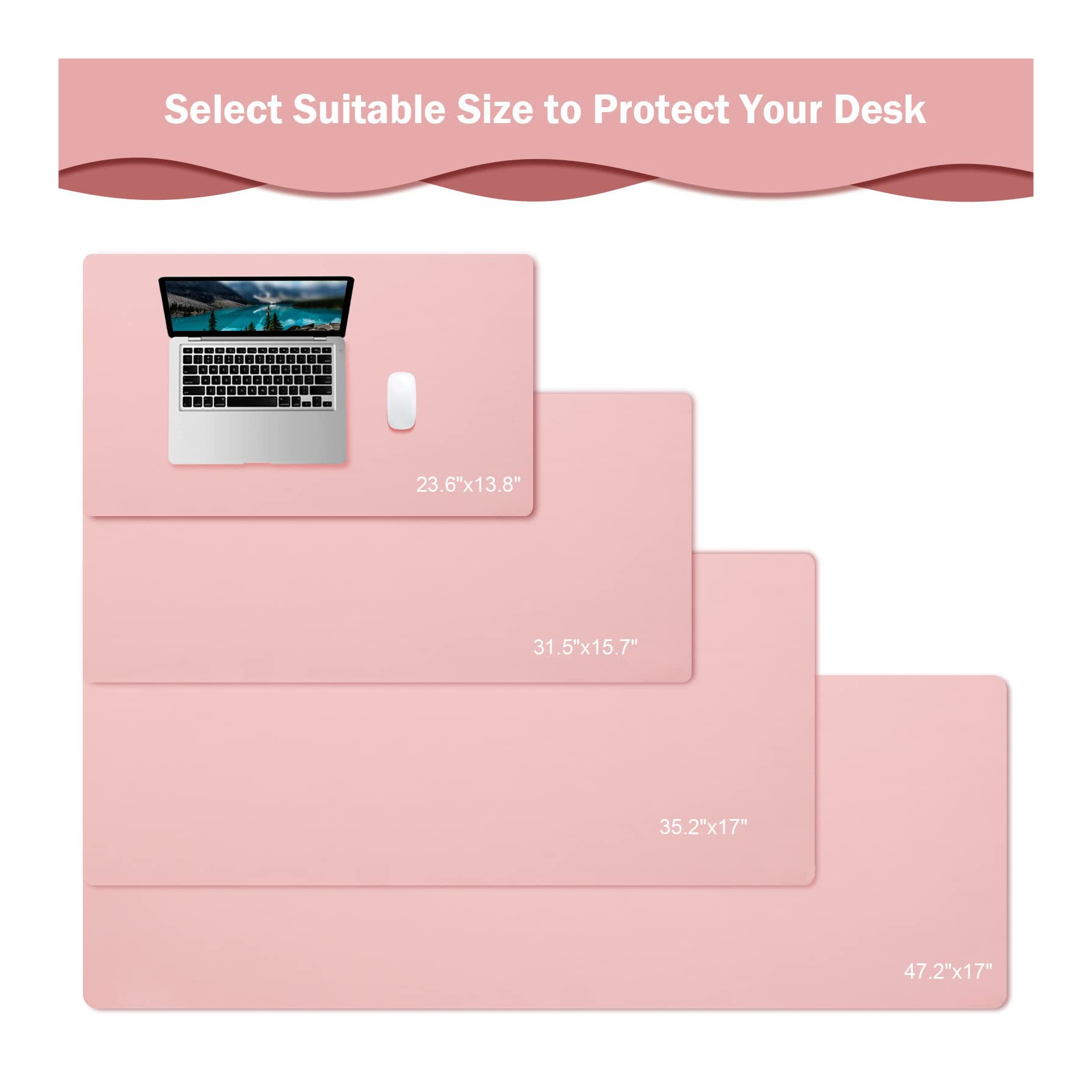 Premium Large Leather Desk Pad - Dual-Sided Office Desk Mat (24x12 Inch) - Extra Big Waterproof Mouse & Keyboard Pad - Light Pink/Light Blue - Perfect for Home Office, Gaming & Writing Workspace