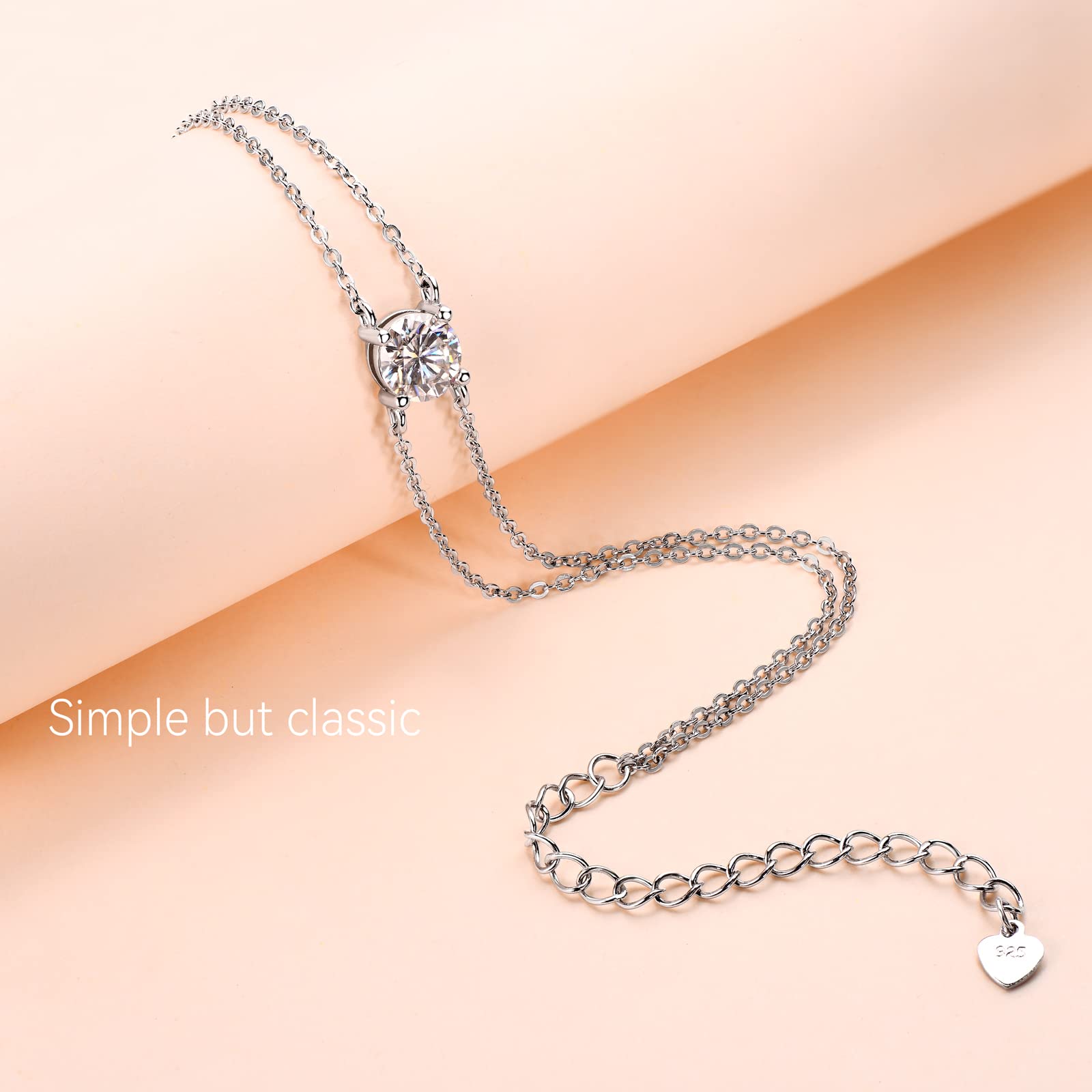 AINUOSHI 14K White Gold Plated 925 Sterling Silver Moissanite Bracelet for Women - Elegant Valentines Day, Anniversary & Birthday Gift for Wife, Mom, Daughter | Perfect for Weddings, Parties & Special Occasions