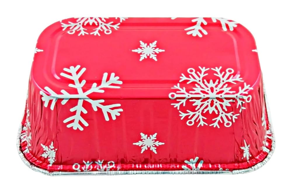 PACTOGO 50-Pack Disposable 1 lb Red Christmas Aluminum Foil Mini Loaf Pans with Clear Dome Lids - Perfect for Holiday Baking, Party Favors & Gift Giving