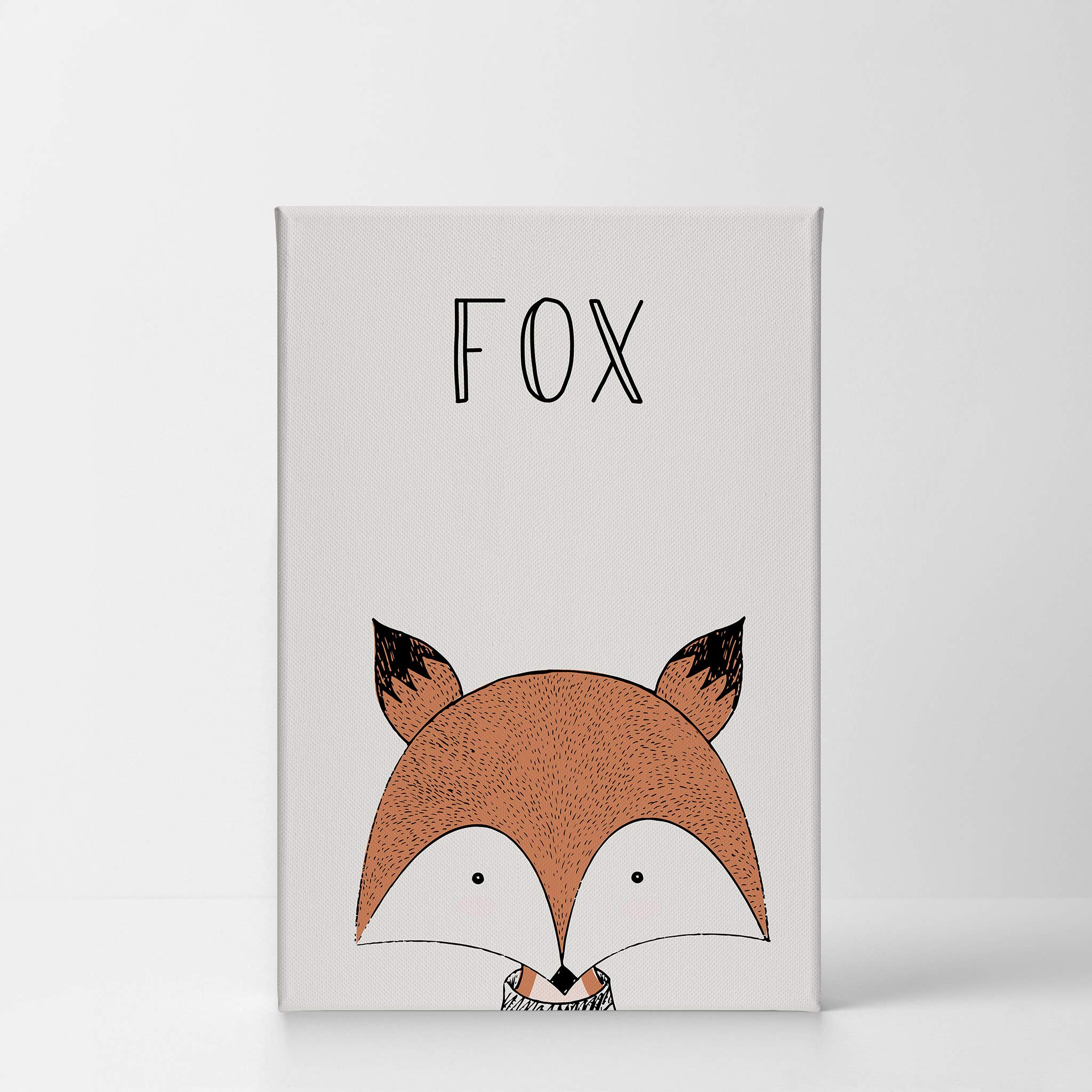 Pretty Fox Painting and Lettering Canvas Print - Cream Background Wall Art for Kids Room, Nursery & Baby Room Decor - Made in USA 40x30 - Perfect for Birthday Gifts, Baby Showers & Children's Bedroom Decoration