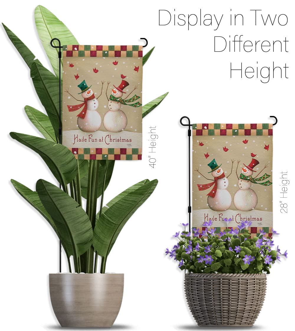 Winter Christmas Decorative Banner Pole & Garden Flag Set 13x18.5in - Holiday Yard Decor
