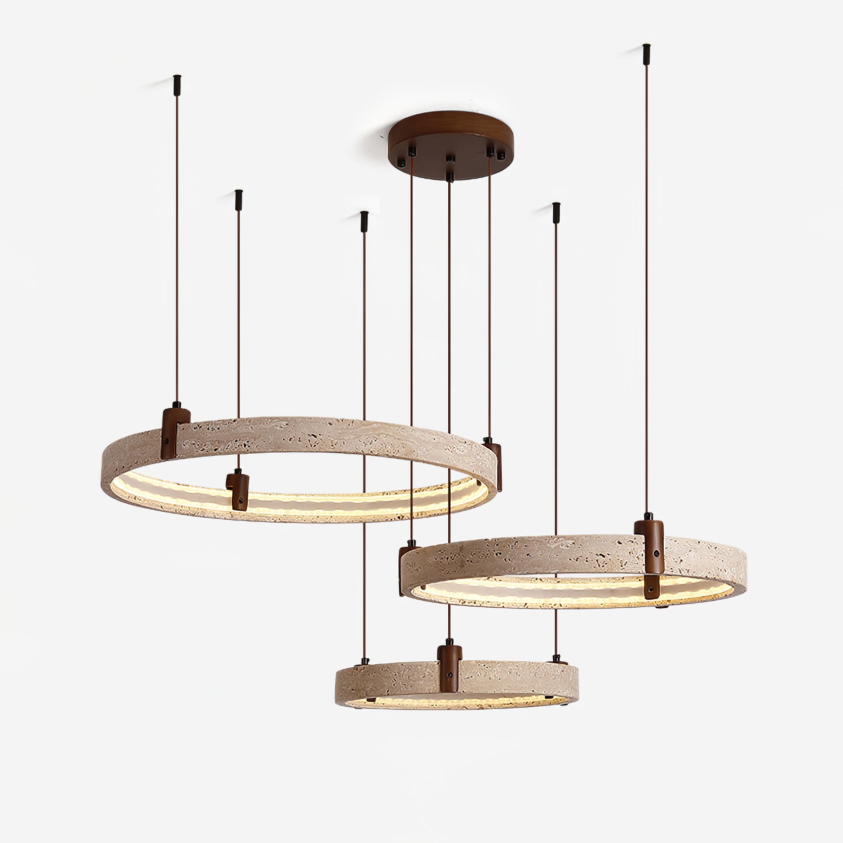 Celestial Orbit Travertine Chandelier - Modern Crystal Ceiling Light Fixture for Dining Room, Living Room & Bedroom - Elegant Home Decor Lighting for Weddings & Luxury Interiors