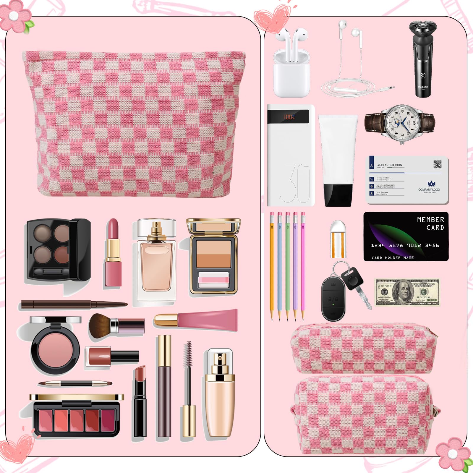 LYDZTION Large Makeup Bag for Women - Waterproof Cosmetic Organizer with Travel Toiletry Bag & Brush Pouch - Perfect for Travel, Gym, and Daily Beauty Storage