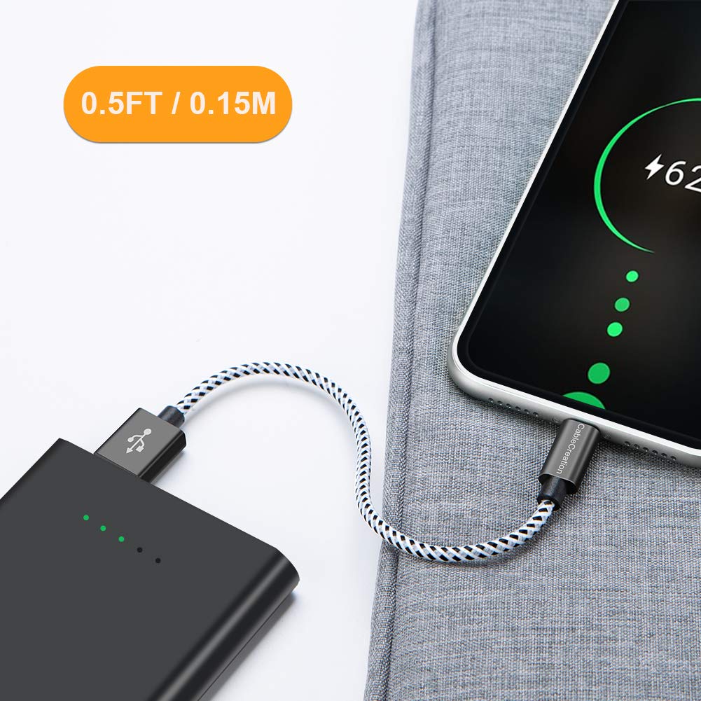 3-in-1 Charging Cable Bundle: 2 Pack 6 Inch USB C Fast Charging Cables + 1 Pack 0.5ft Lightning to USB Sync Cable for iPhone & Android - Perfect for Travel, Car, Office & Home Charging