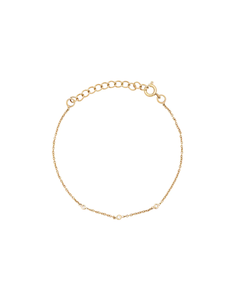 Yuri Solid Gold Trio Diamond Bracelet for Women - 14K Yellow Gold Stackable Bangle with Genuine Diamonds - Perfect for Anniversary, Wedding & Everyday Elegance