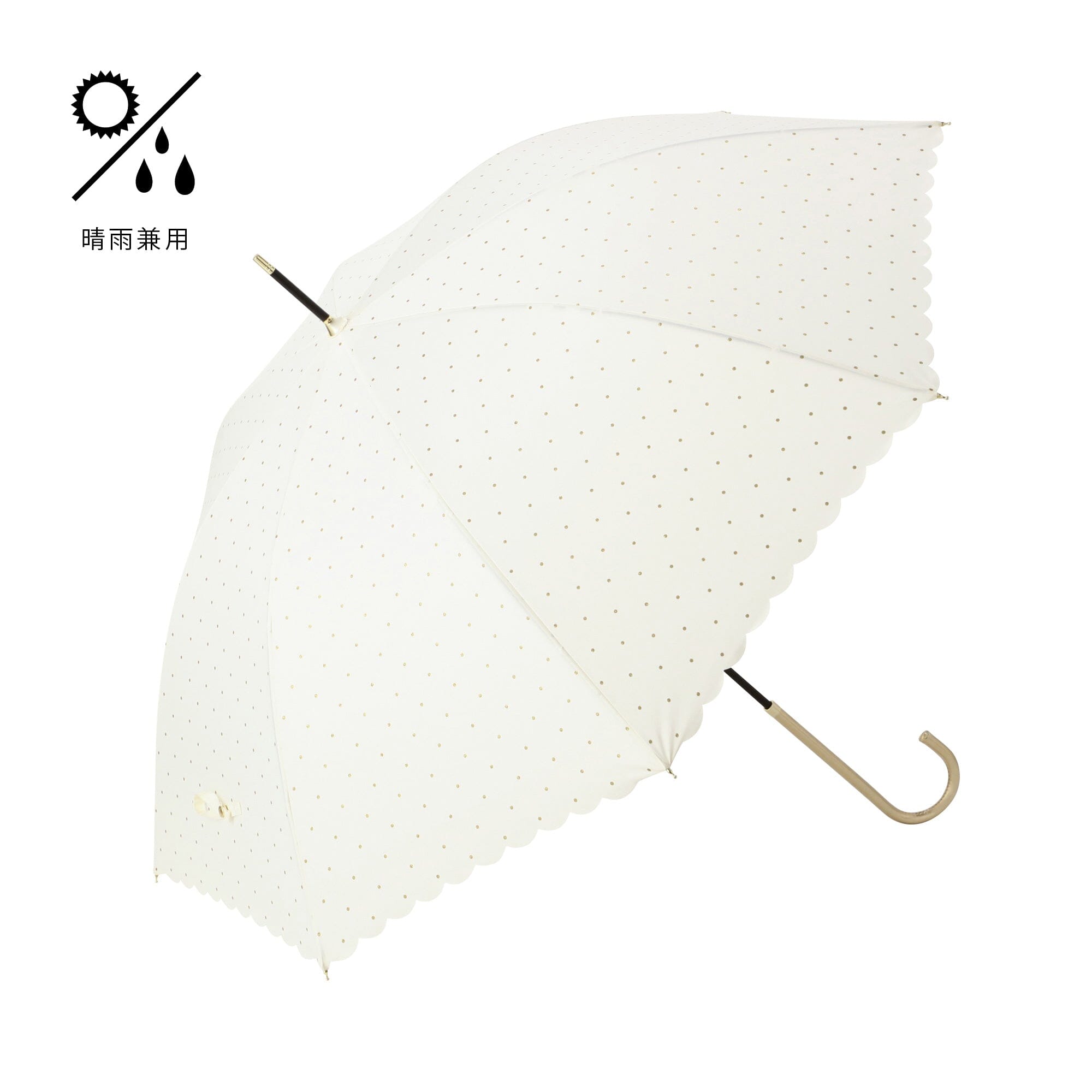 Dot Glitter Heat Cut Long Umbrella - White Waterproof Windproof Golf Umbrella for Women & Men - Perfect for Rainy Days, Beach, Golfing, and Outdoor Events