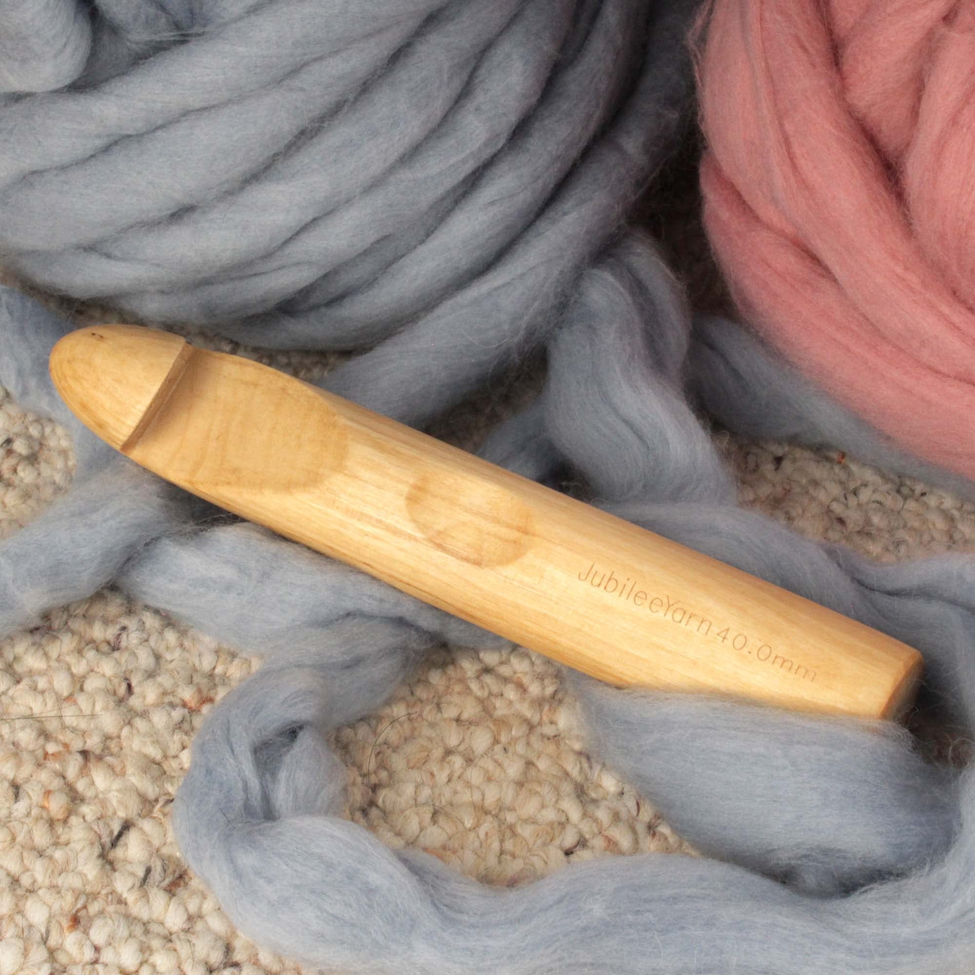 JubileeYarn Jumbo Birch Crochet Hook - US Size Z (40mm) - Perfect for Chunky Yarn, Arm Knitting, and Oversized Crochet Projects