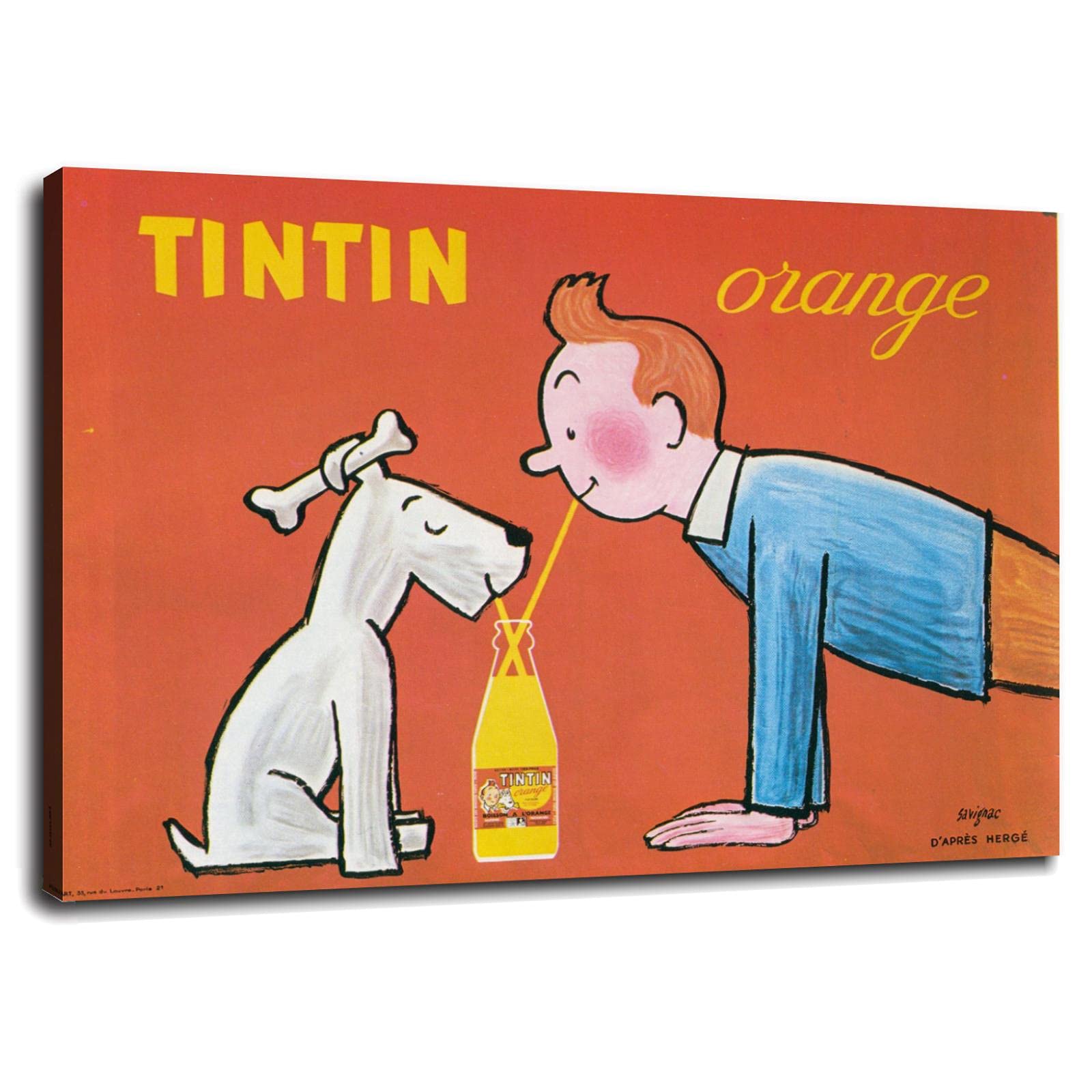 Orange Drink Canvas Prints - Tintin Dog Poster Wall Art for Home & Office Decor - Framed 32x24 Inches - Perfect for Living Room, Bedroom & Office Spaces