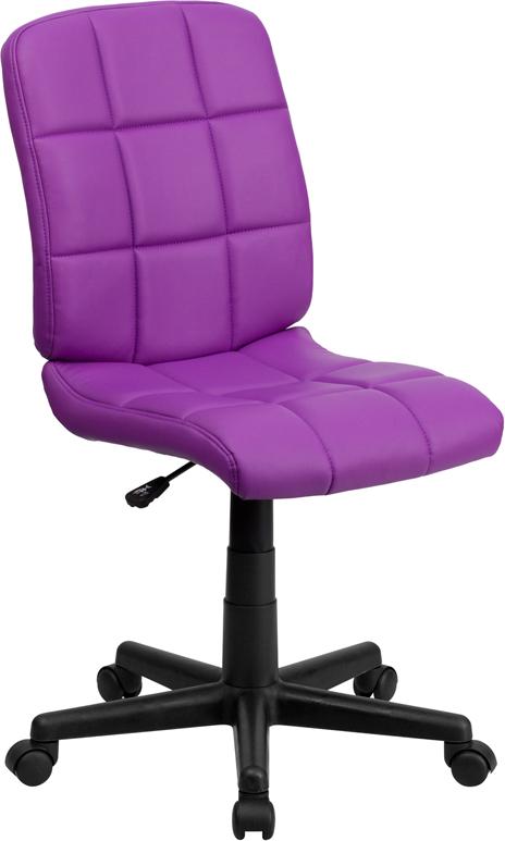 FLASH Clayton Mid Back Black Quilted Vinyl Swivel Task Office Chair with Arms - Ergonomic Desk Chair for Home Office, Computer Workstation & Conference Room