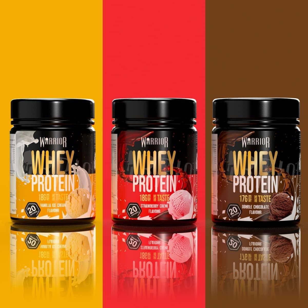 Warrior Whey Protein Powder 500g - 36g Protein per Serving | Low Sugar Muscle Recovery & Growth Supplement | GMP Certified Vanilla Ice Cream Flavor | 20 Servings for Post-Workout, Weight Training & Healthy Lifestyle